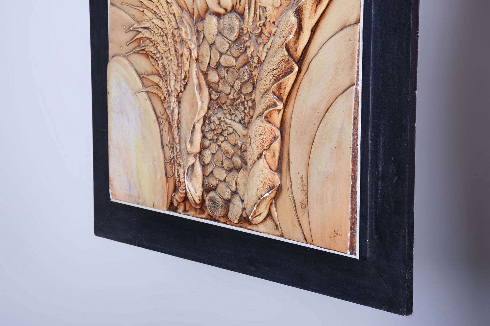 Original Mid Century Hanging Ceramic Relief, Well Preserved, Czech, 1980s photo vintage