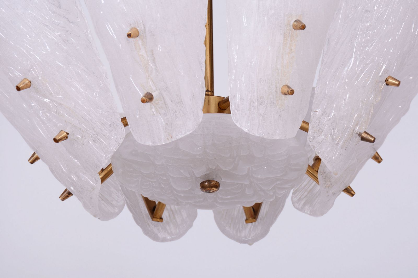 Restored Mid Century Chandelier, By J. T. Kalmar, Brass, Glass, Austria, 1950s photo for sale