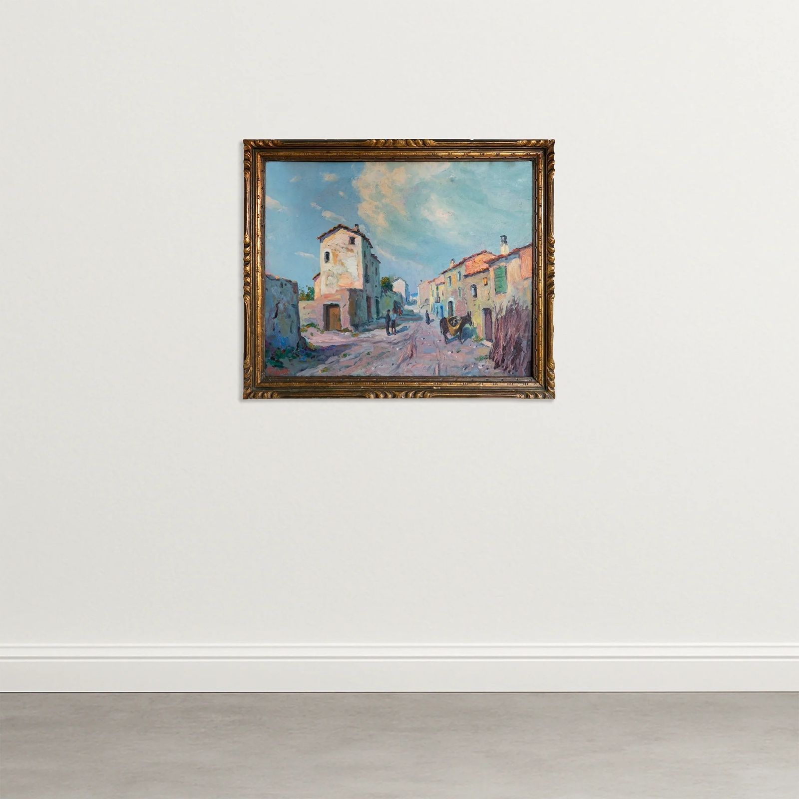 Caserras Village Street Scene – Impressionist Original Oil By Ramon Trulls Pons photo furniture