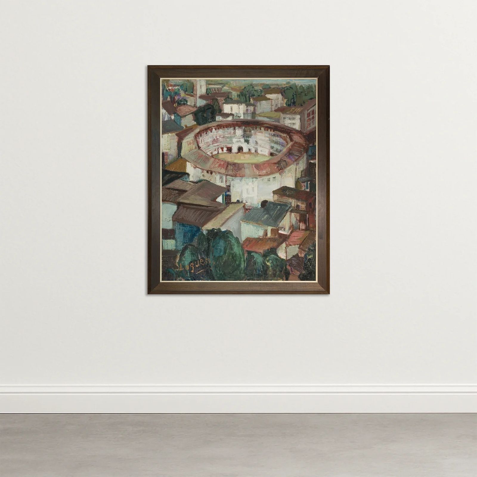 Olieverf Op Doek Met Impressionistische En Kubistische Invloeden – Historische Stierenvechtarena | Gesigneerd En Gedateerd photo furniture
