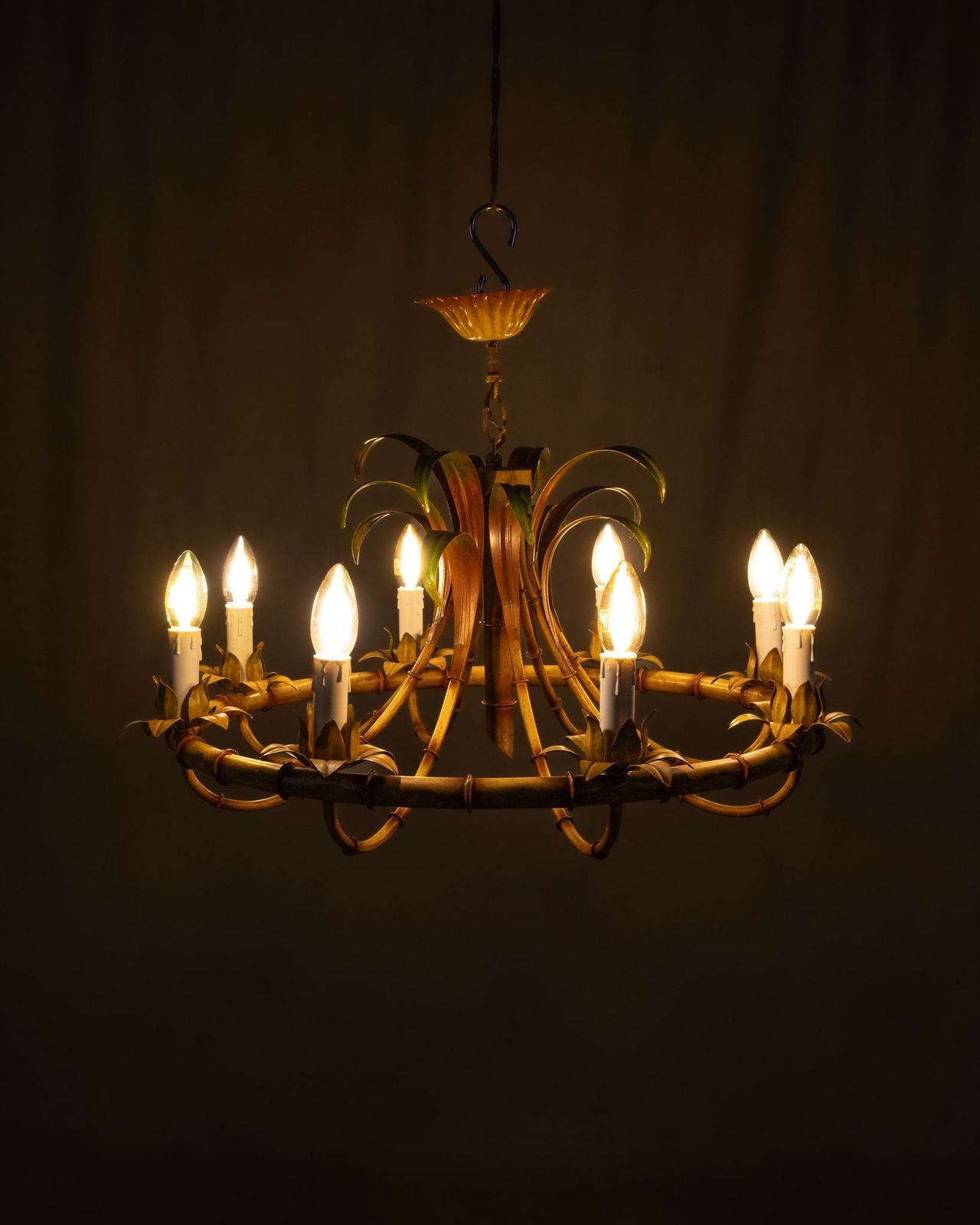 Italian Faux Bamboo Chandelier, Made In Italy, 1960s photo Lighting