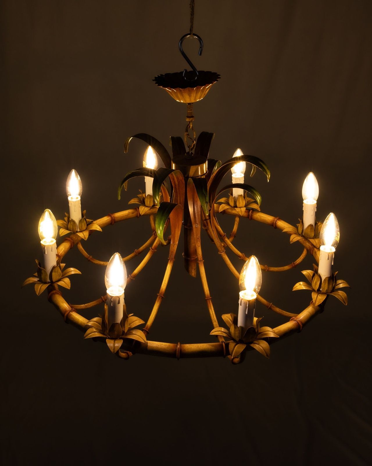 Italian Faux Bamboo Chandelier, Made In Italy, 1960s photo 980.0