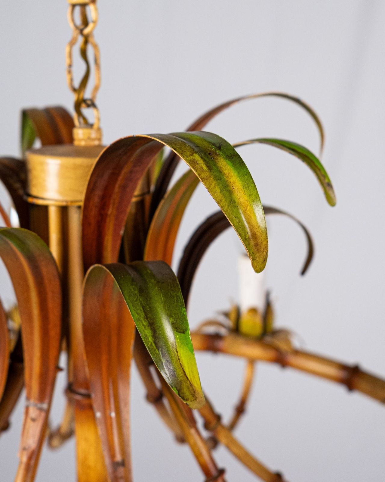 Italian Faux Bamboo Chandelier, Made In Italy, 1960s photo vintage