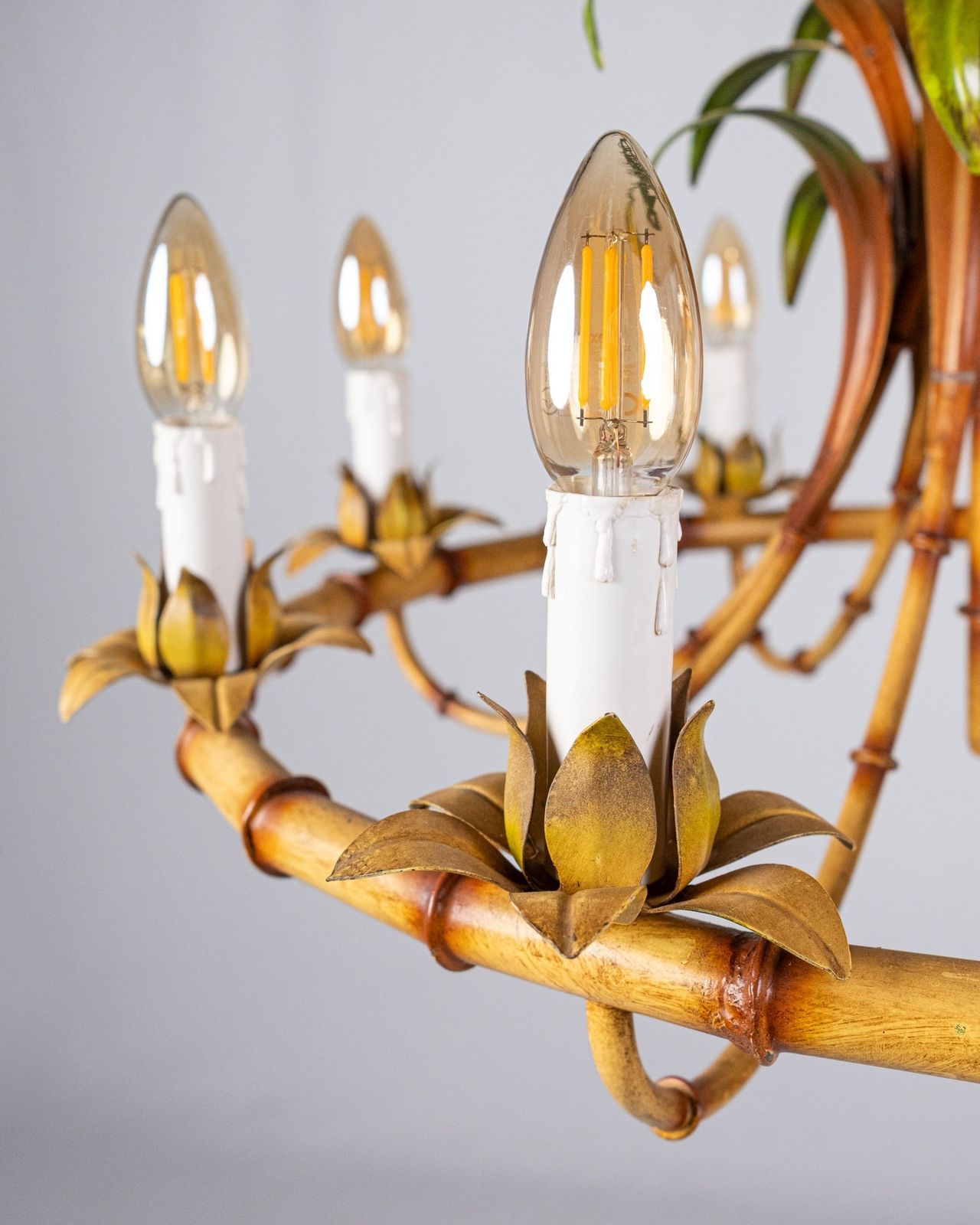 Lighting Italian Faux Bamboo Chandelier, Made In Italy, 1960s photo