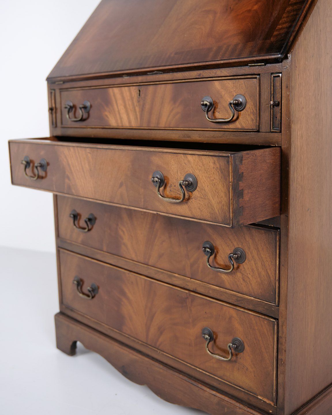 photo furniture Secretary With Desk And Display Case In Mahogany, English Style, 1890