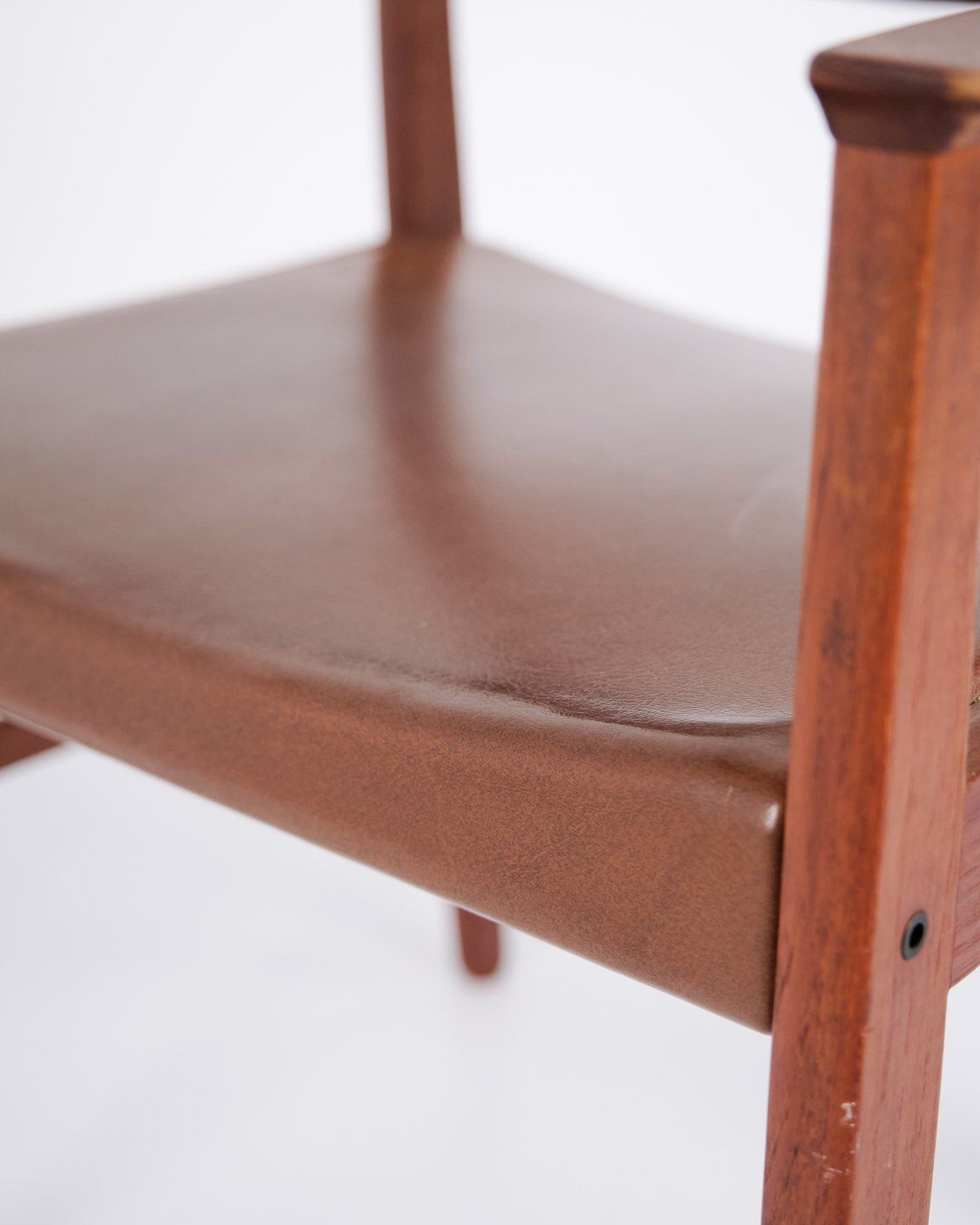 Armchair   Teak Wood   Brown Leather   1960s photo 608.0