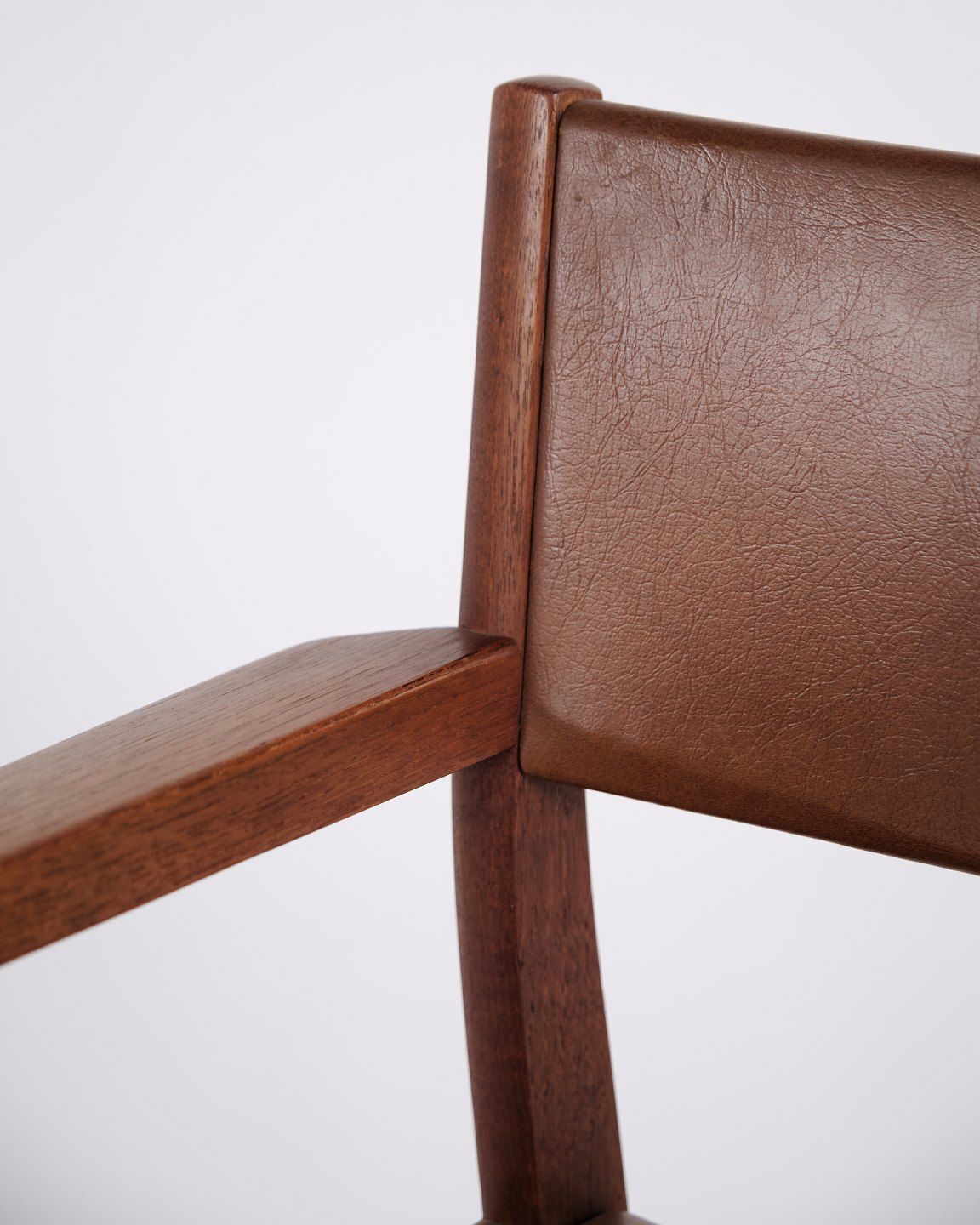 Armchair   Teak Wood   Brown Leather   1960s photo buy
