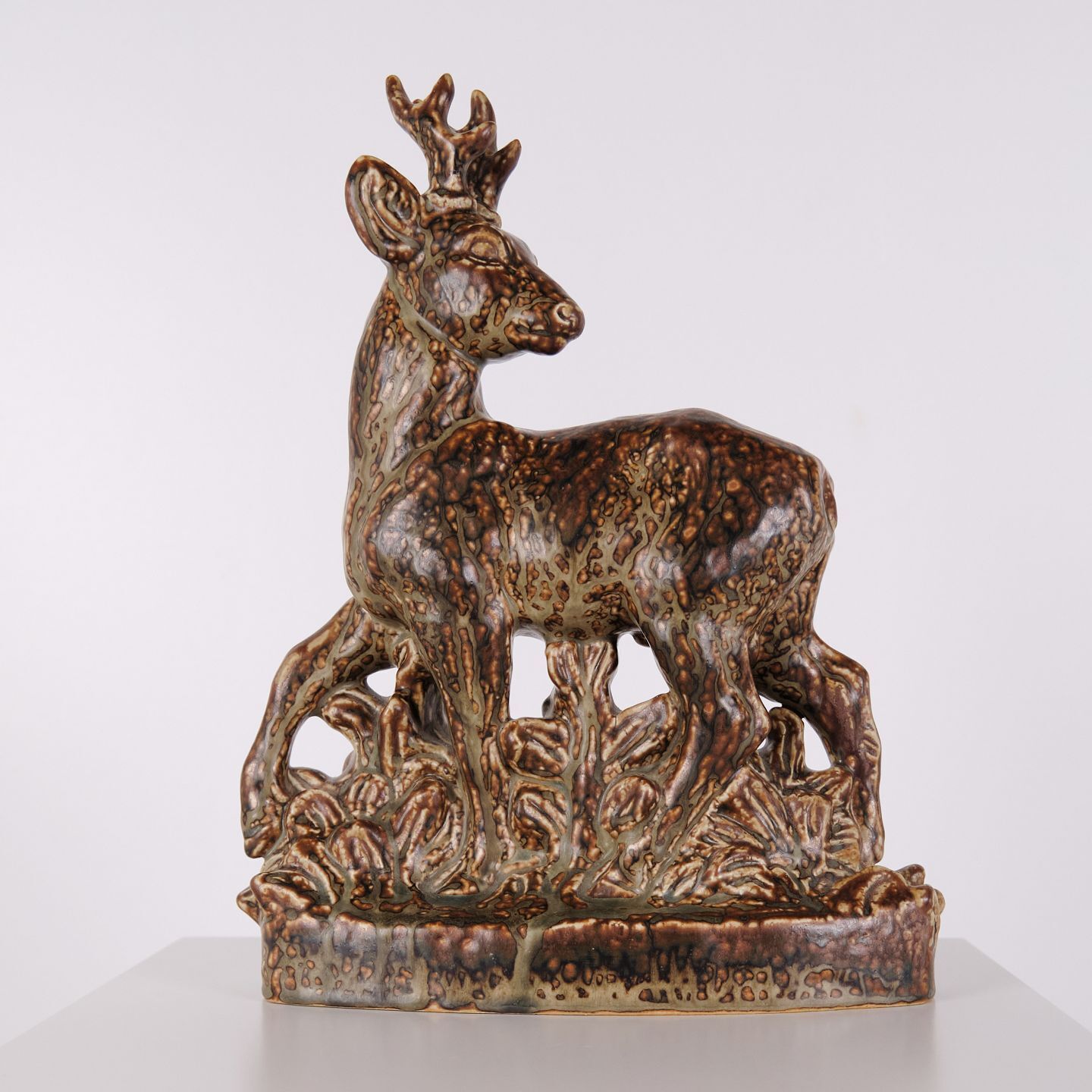 Stoneware Figurine   Designer Knud Kyhn   Royal Copenhagen   Model No. 21333   Motif Standing Deer