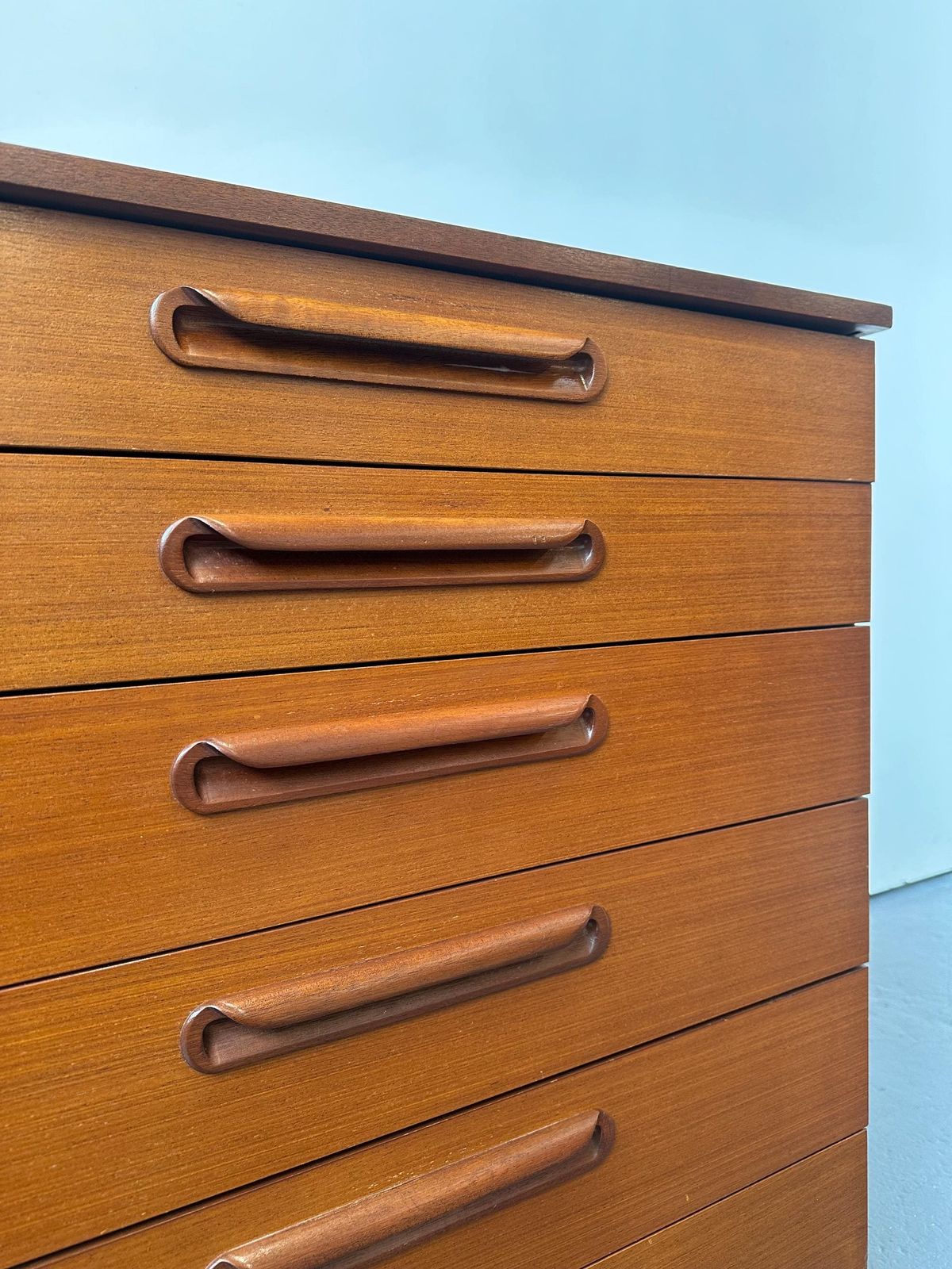Vintage 1960s Teak Chest Of Drawers / Tallboy. Retro Danish Mid Century photo Furniture