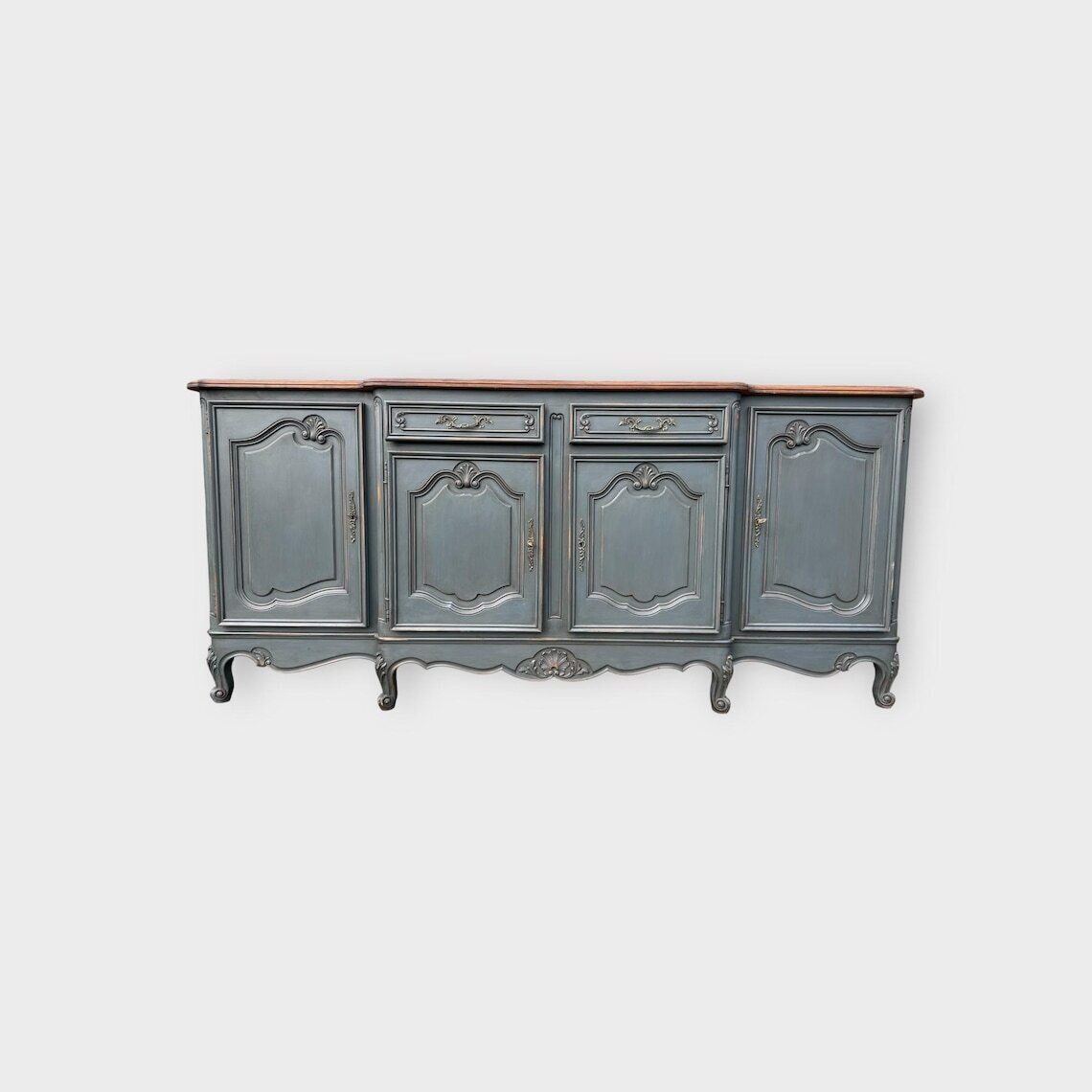 Stunning Vintage Carved Ornate Painted French Sideboard Buffet 4 Door 2 Drawer photo furniture