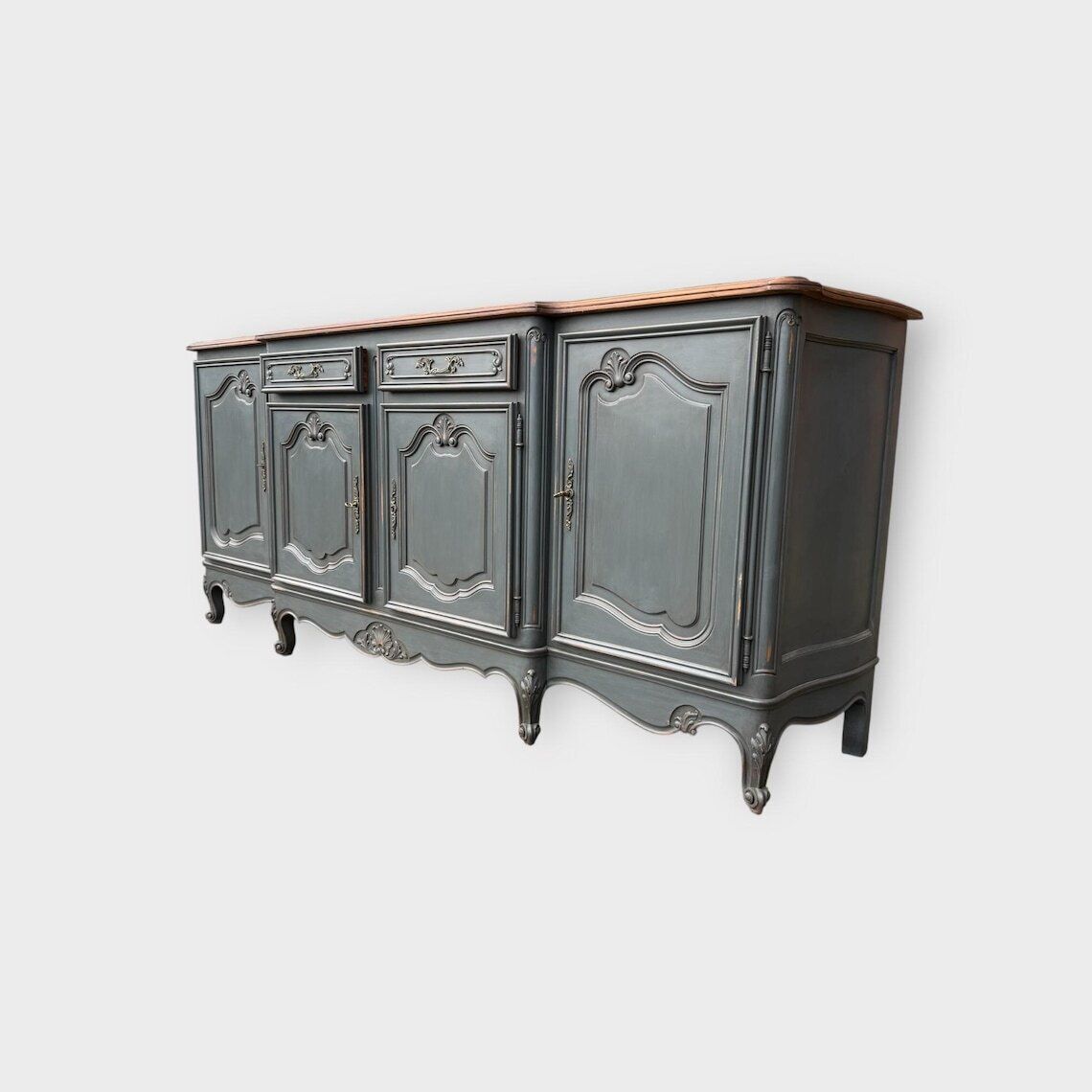 Stunning Vintage Carved Ornate Painted French Sideboard Buffet 4 Door 2 Drawer photo for sale