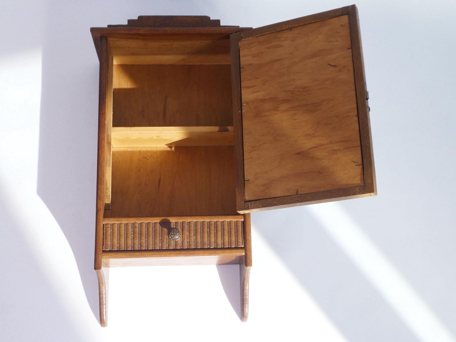 photo furniture Antique Art Deco Wooden Wall Cabinet With Beveled Mirror, Medicine Apothecary With Drawer And Shelf, Small Chest, Farmhouse Decor
