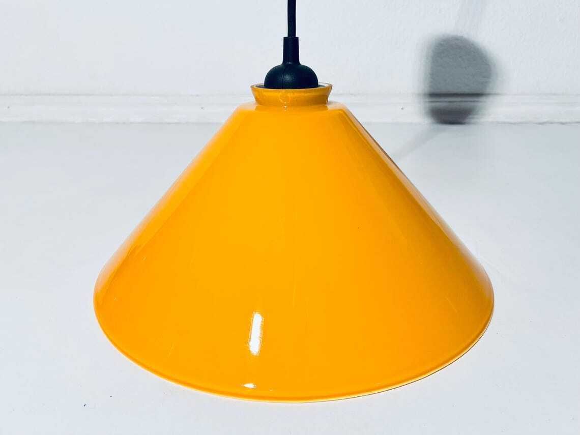 Yellow Conical Glass Hanging Lamp  Vintage Mid Century Decor 1960s/1970s photo buy