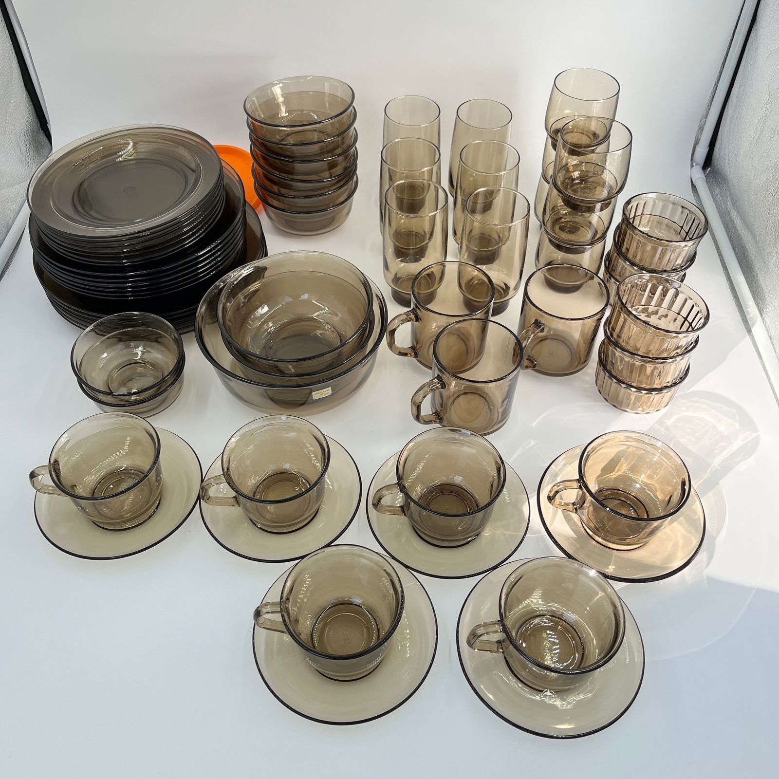 Arcopal Rookglas Set, Jaren 1970 photo furniture