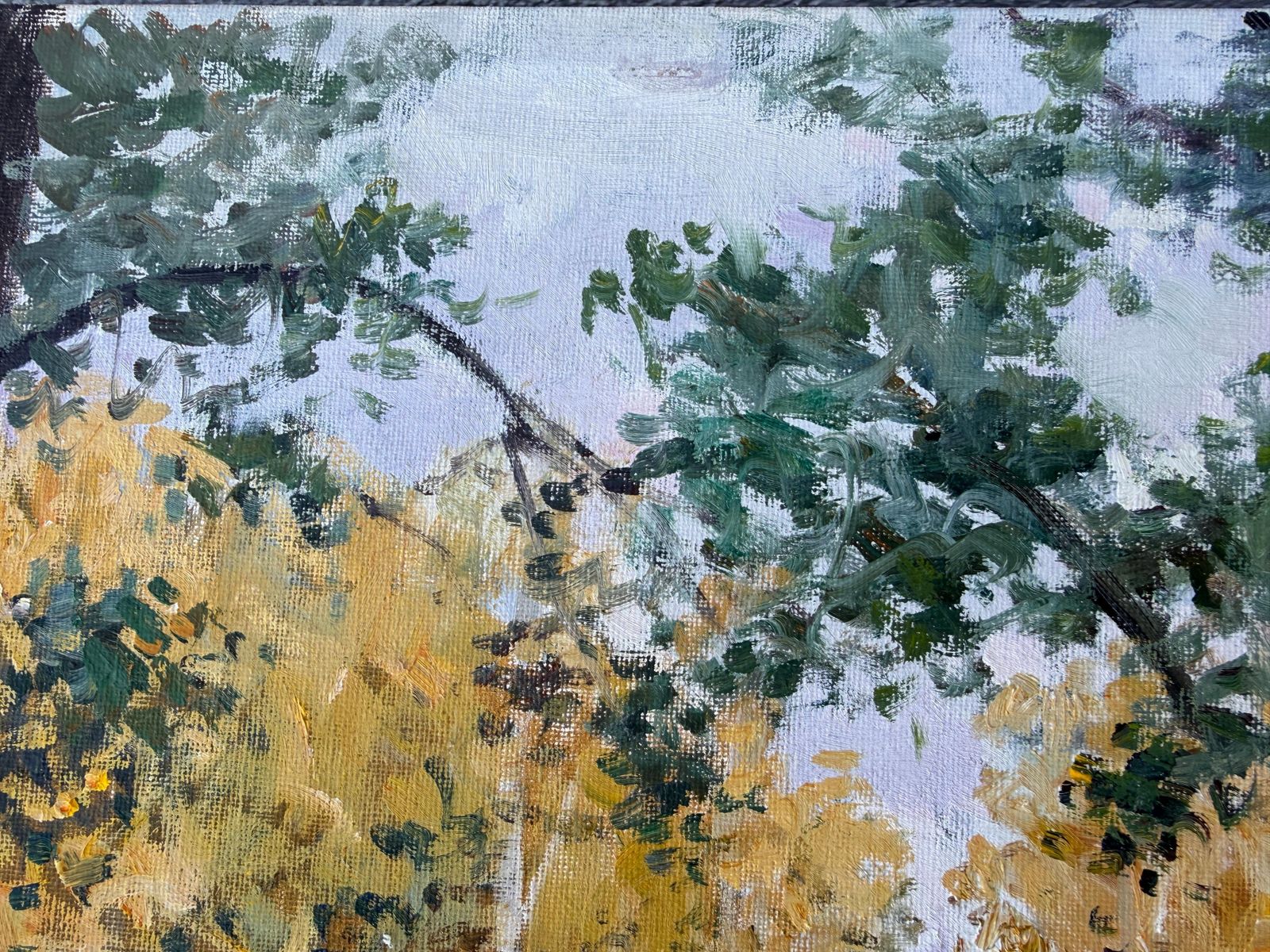 Antoni Sadurni Impressionist Lakeside Landscape With Figures Catalan School Oil Painting 1980 photo Art