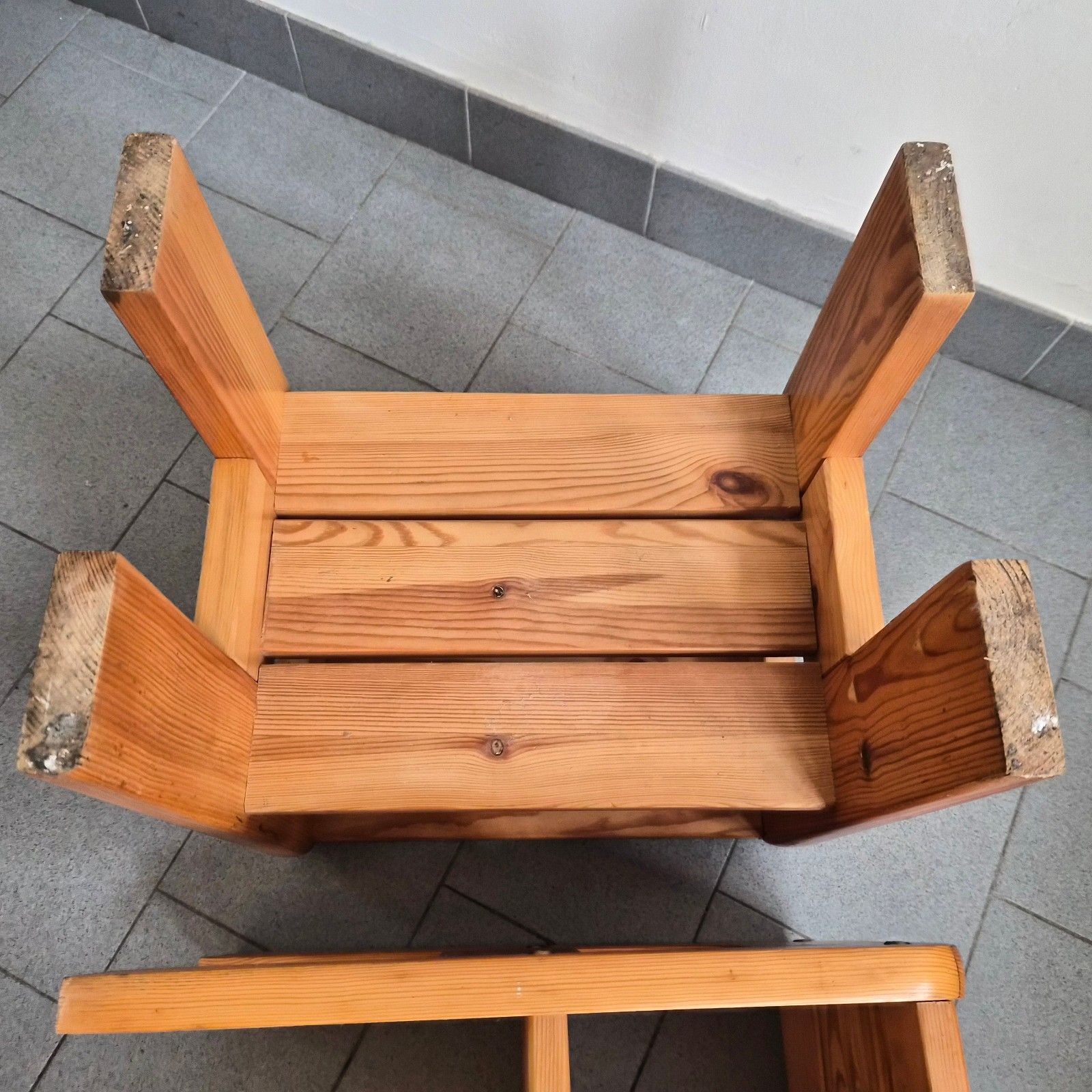Suite Of 4 Side Tables Bedside Tables Luggage Rack Stools Vintage 1970 Pine photo Furniture