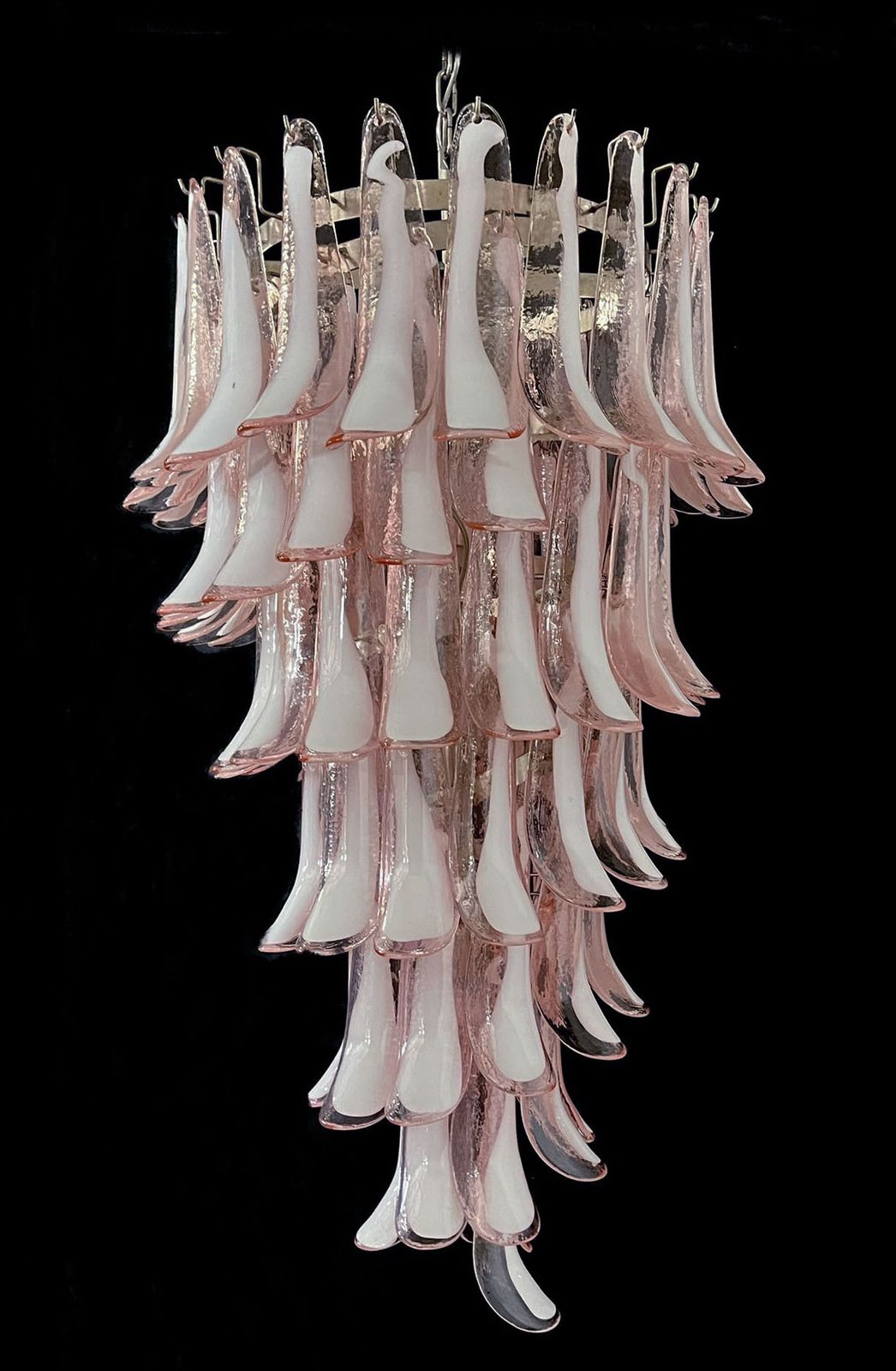 photo buy Huge Italian Murano Glass Spiral Chandelier   83 Pink Glass Petals
