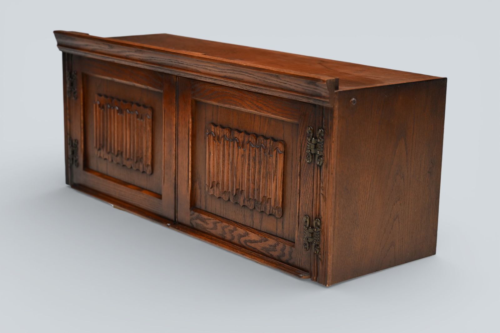 Furniture Old Charm Wall Unit Top Box Linenfold Doors Tudor Brown Free* Uk Delivery photo