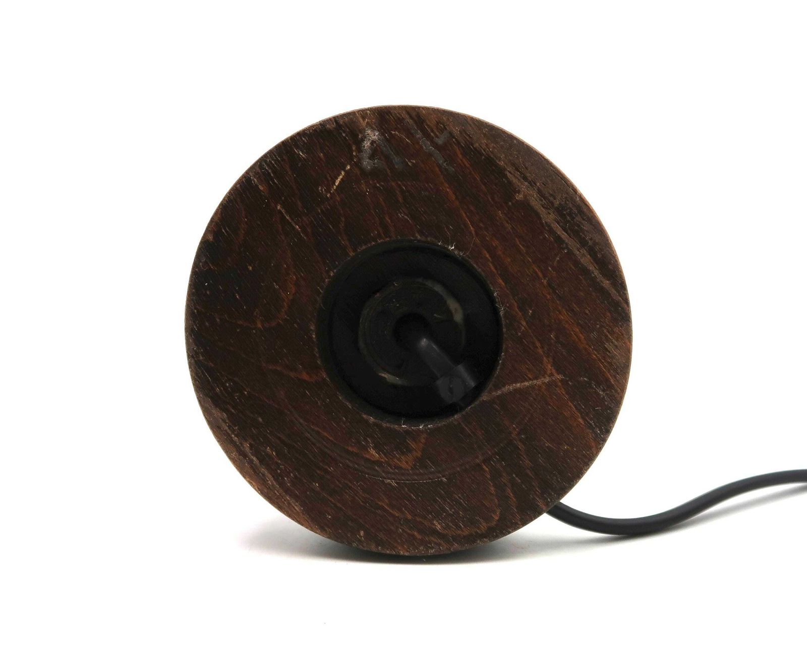 French Wooden Table Lamp By Charles Dudouyt With Raffia Lampshade, 1940s / Column, Brancusi Style, Dark Wood, Cottage, Architecture photo buy
