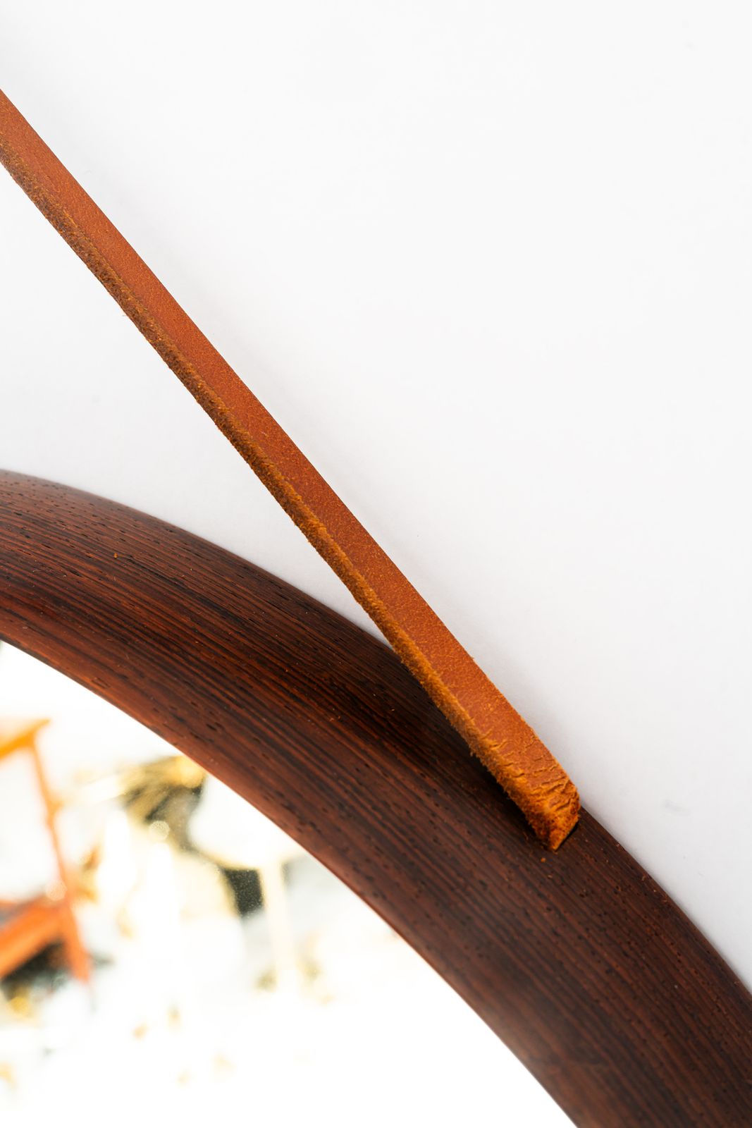 Uno & östen Kristiansson Mirror In Teak And Leather By Luxus In Sweden photo vinterior