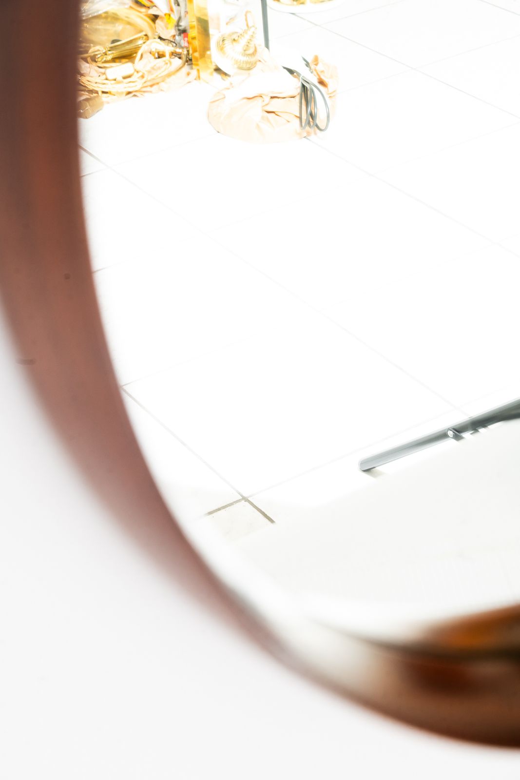 480.0 Uno & östen Kristiansson Mirror In Teak And Leather By Luxus In Sweden photo