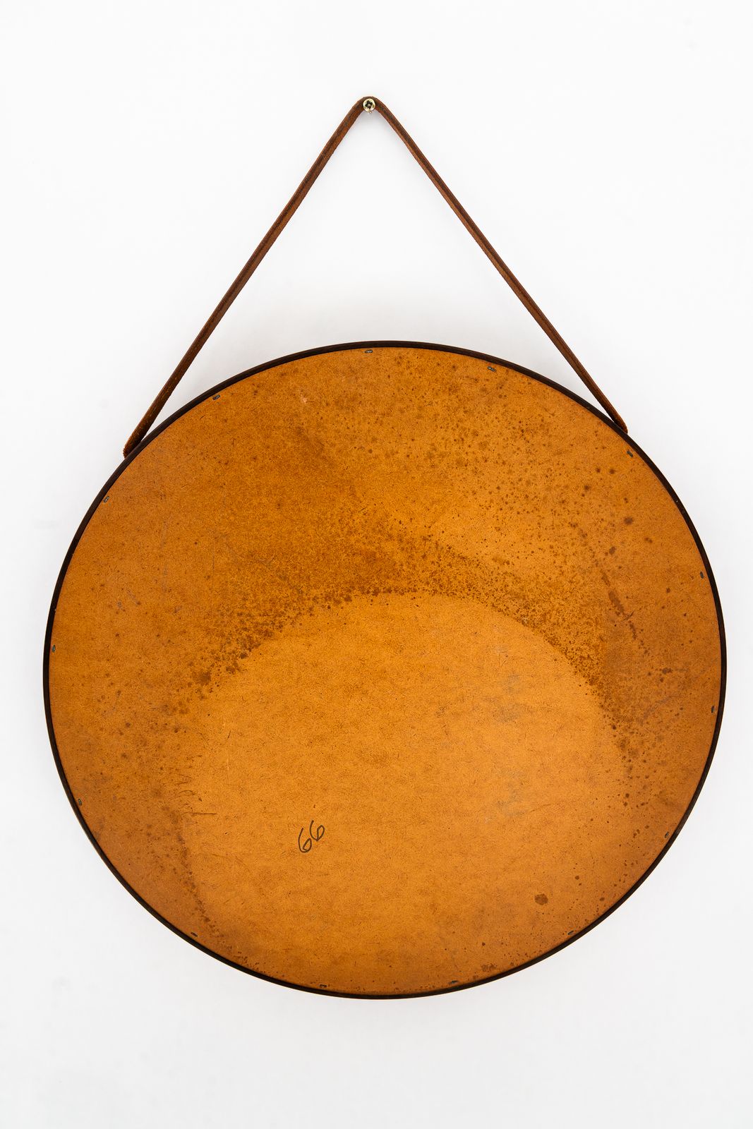 photo vintage Uno & östen Kristiansson Mirror In Teak And Leather By Luxus In Sweden