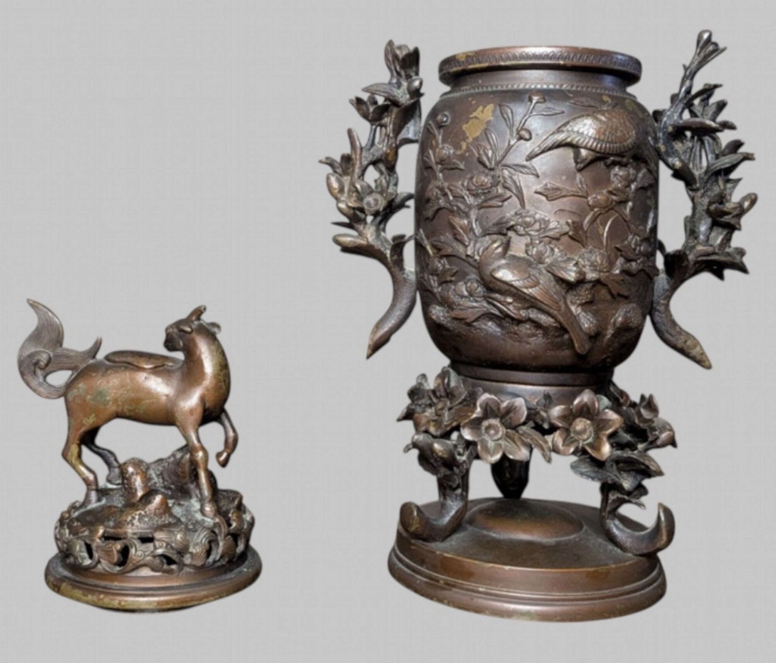 Japanese Bronze Incense Burner (Koro) With Goat Finial photo for sale