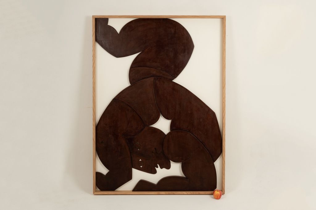 Bas Relief Panel “Les Jumeaux” (The Twins) In Weathered Wood. Contemporary. photo furniture