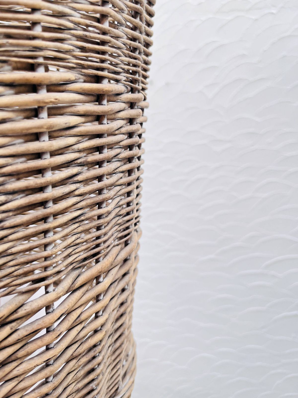 Wicker Hanging Planter, Modernist photo vintage