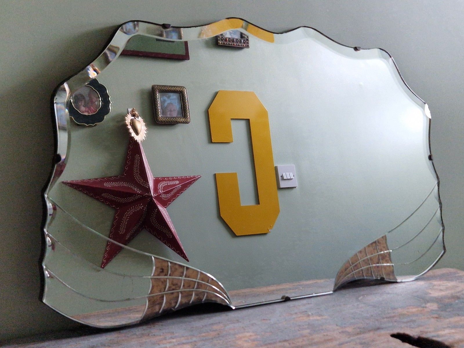 Art Deco Winged Wall Mirror Frameless Rare 30s Vgc Butterfly Mirror Original photo furniture
