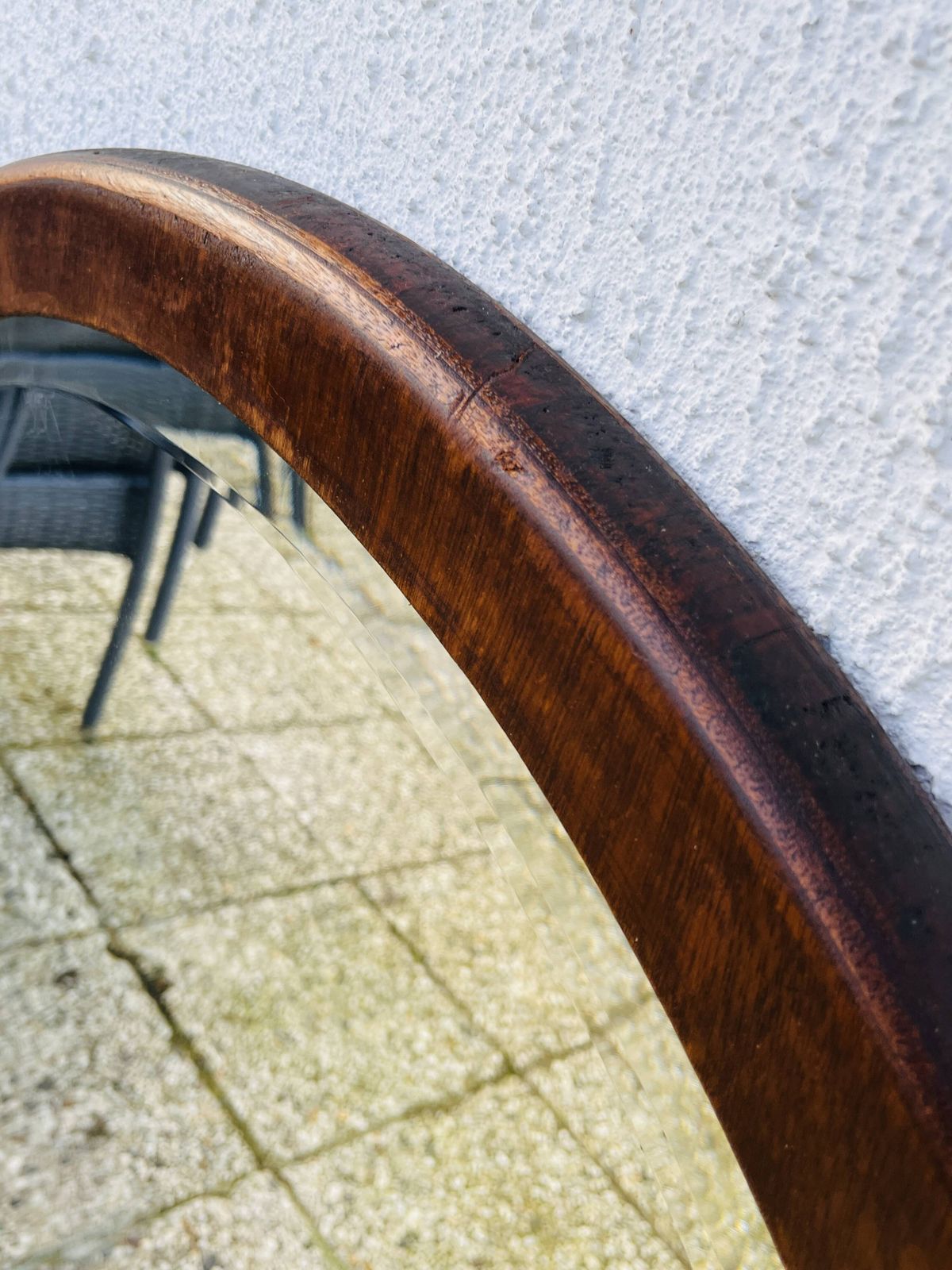 Woonaccessoires Ronde Houten Spiegel Met Geslepen Rand photo