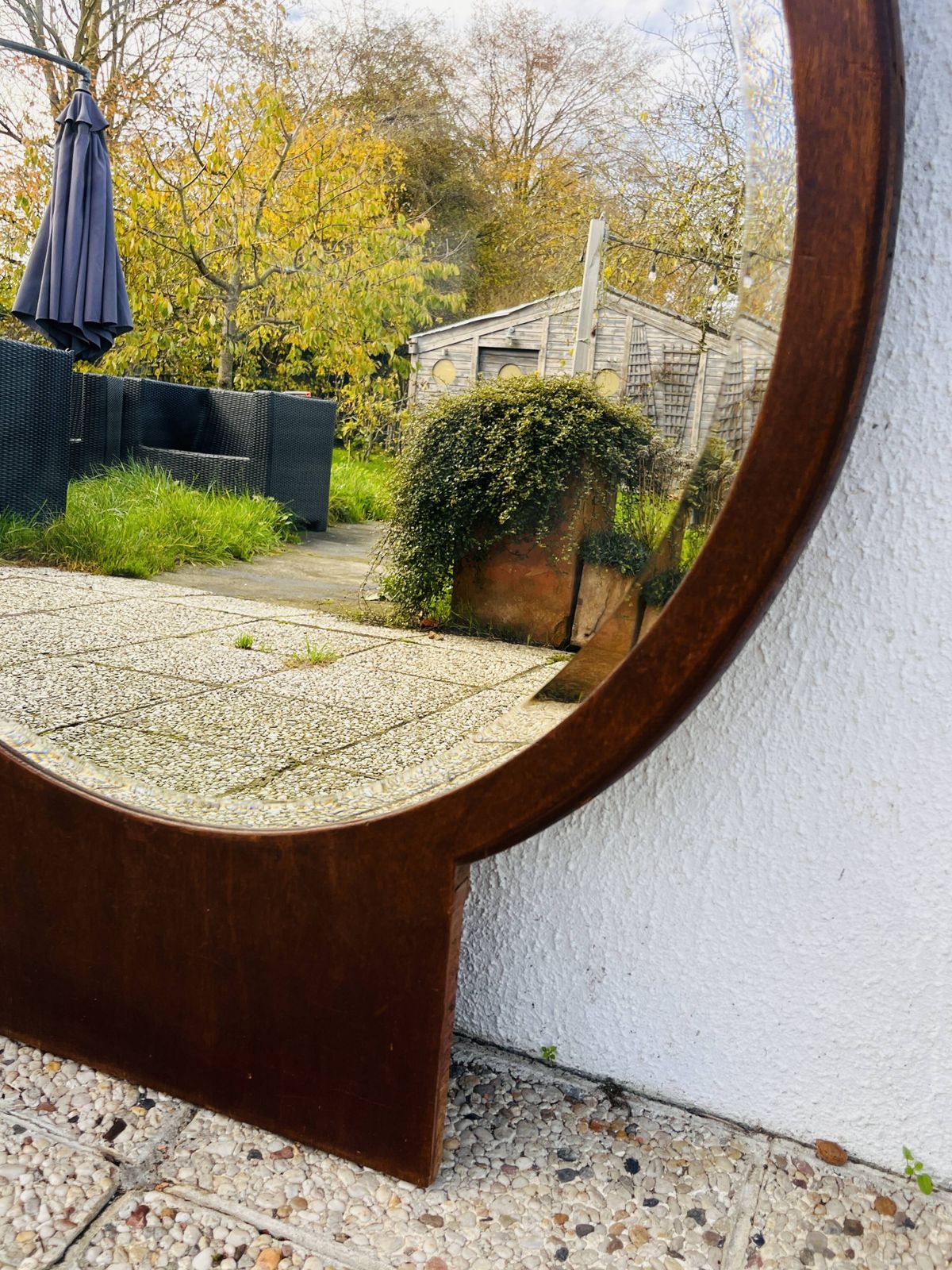 112.0 Ronde Houten Spiegel Met Geslepen Rand photo