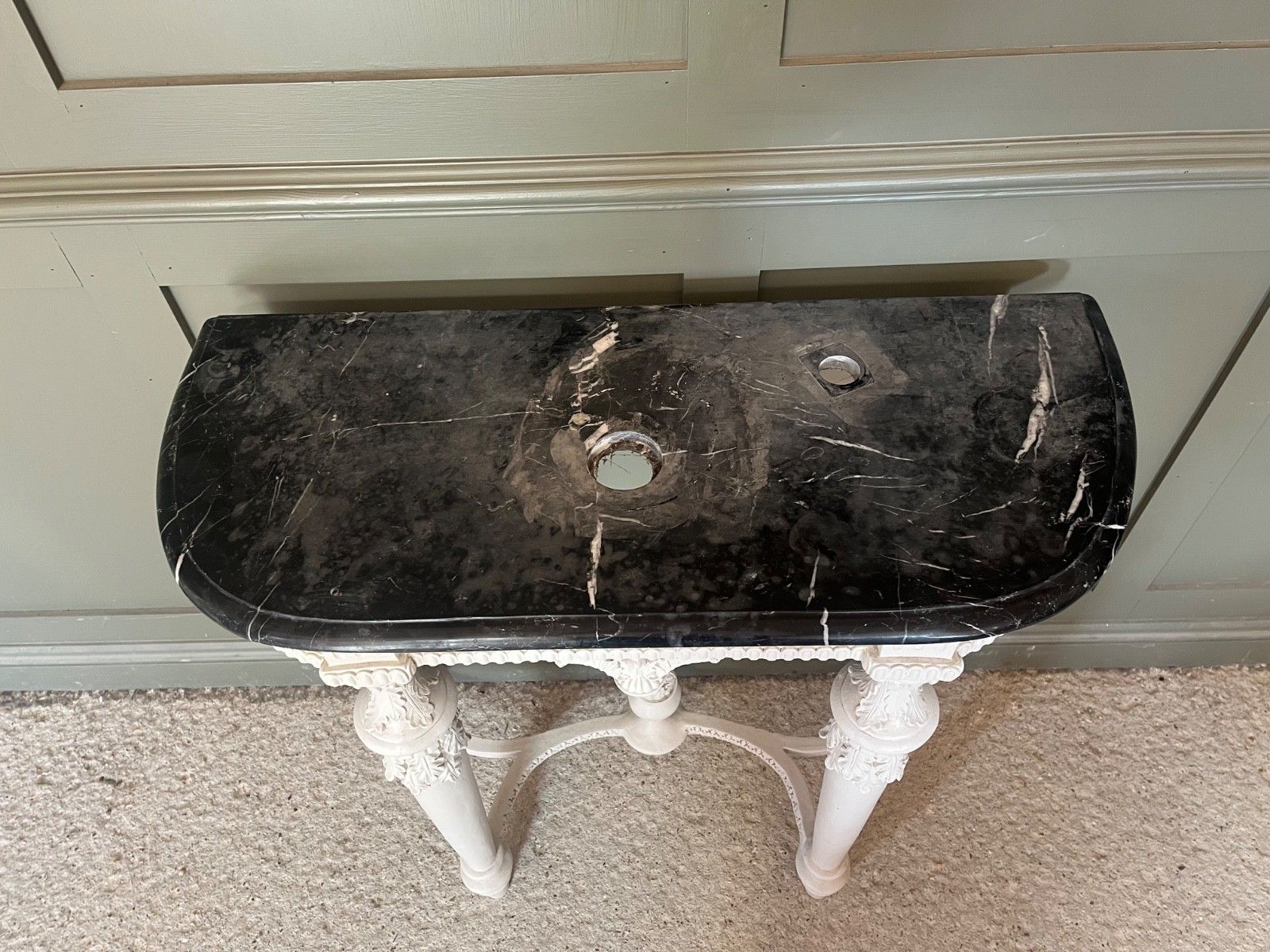 photo buy Vintage Table For Wash Basin French Style Carved Marble Top
