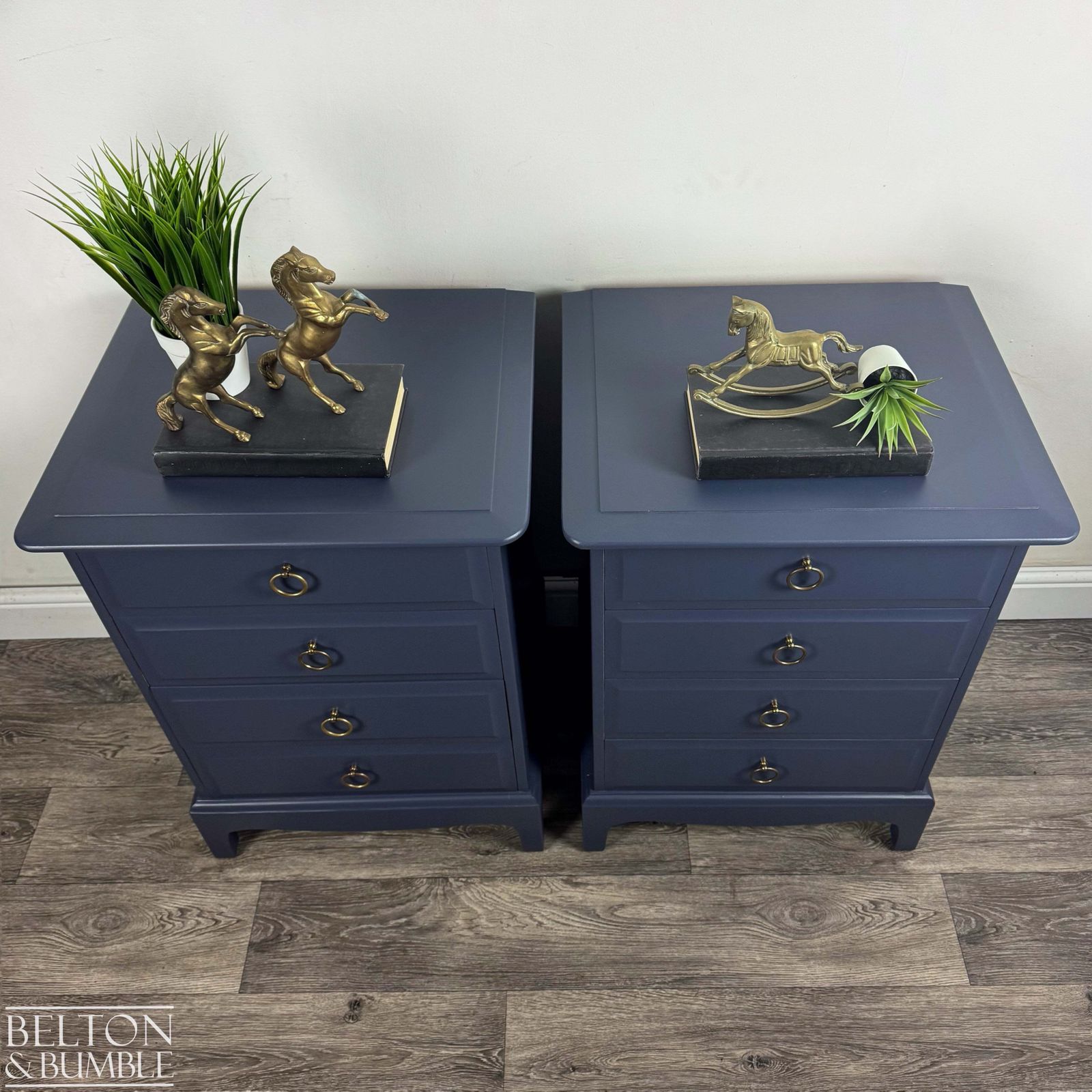 Pair Of Stag Minstrel Bedside Drawers In Navy photo furniture