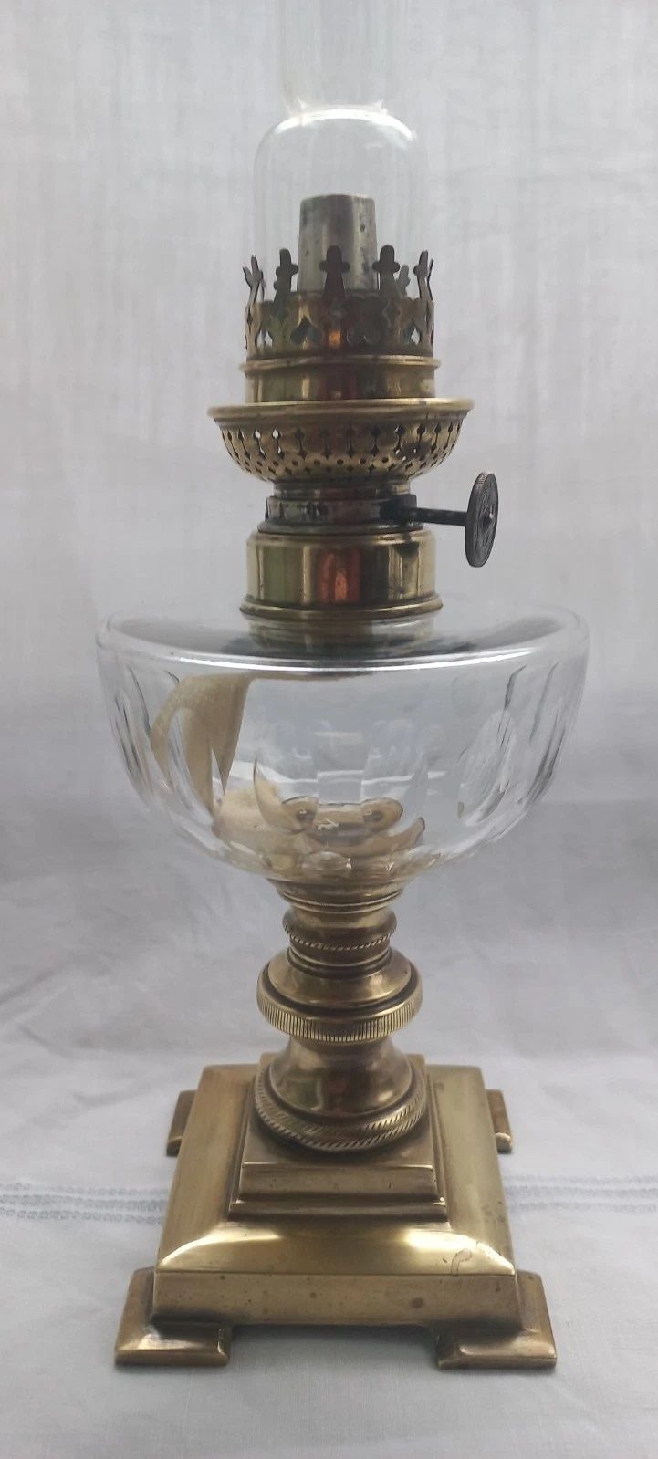 Vintage French Crystal Glass Oil Lamp *Gorgeous* photo vintage