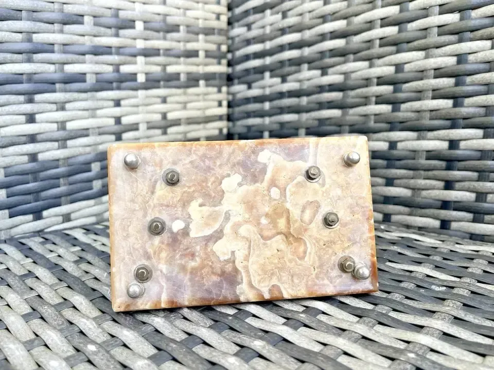 French Art Deco Arched Marble And Metal Desk Letter Envelope Rack Reception Office photo vinterior