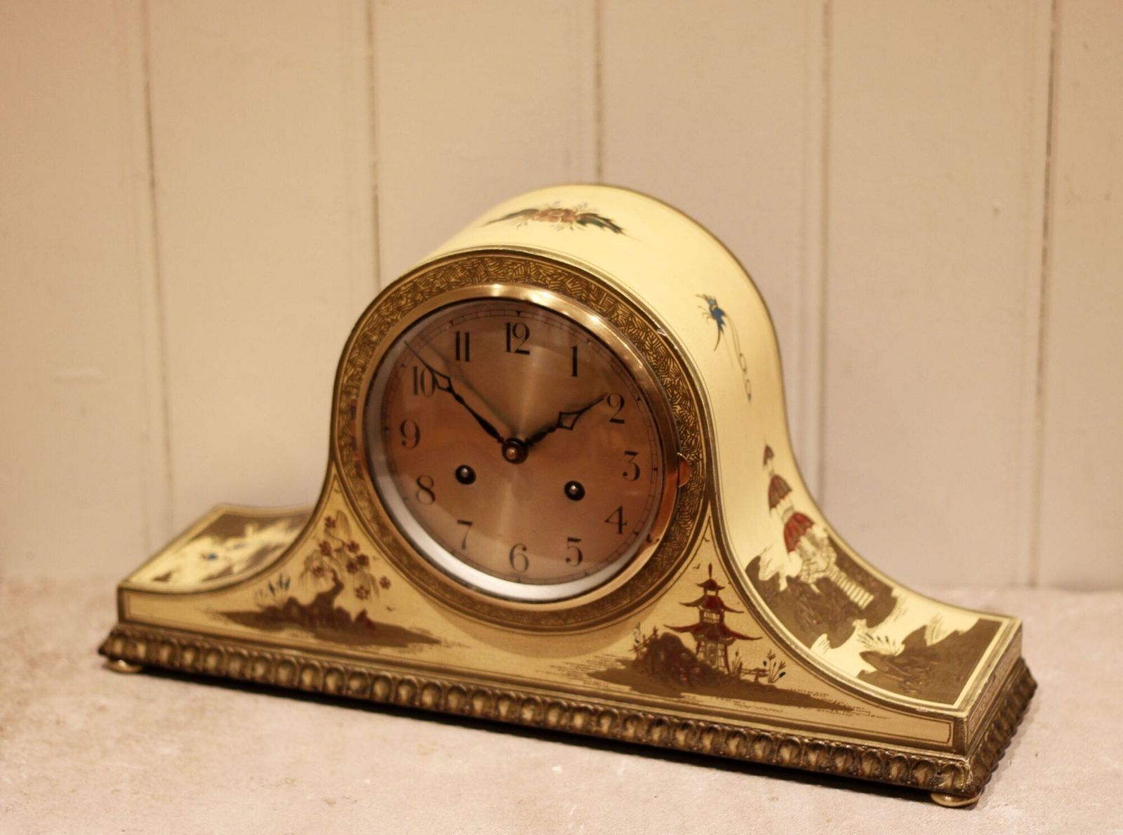 Cream Chinoiserie Mantel Clock photo for sale