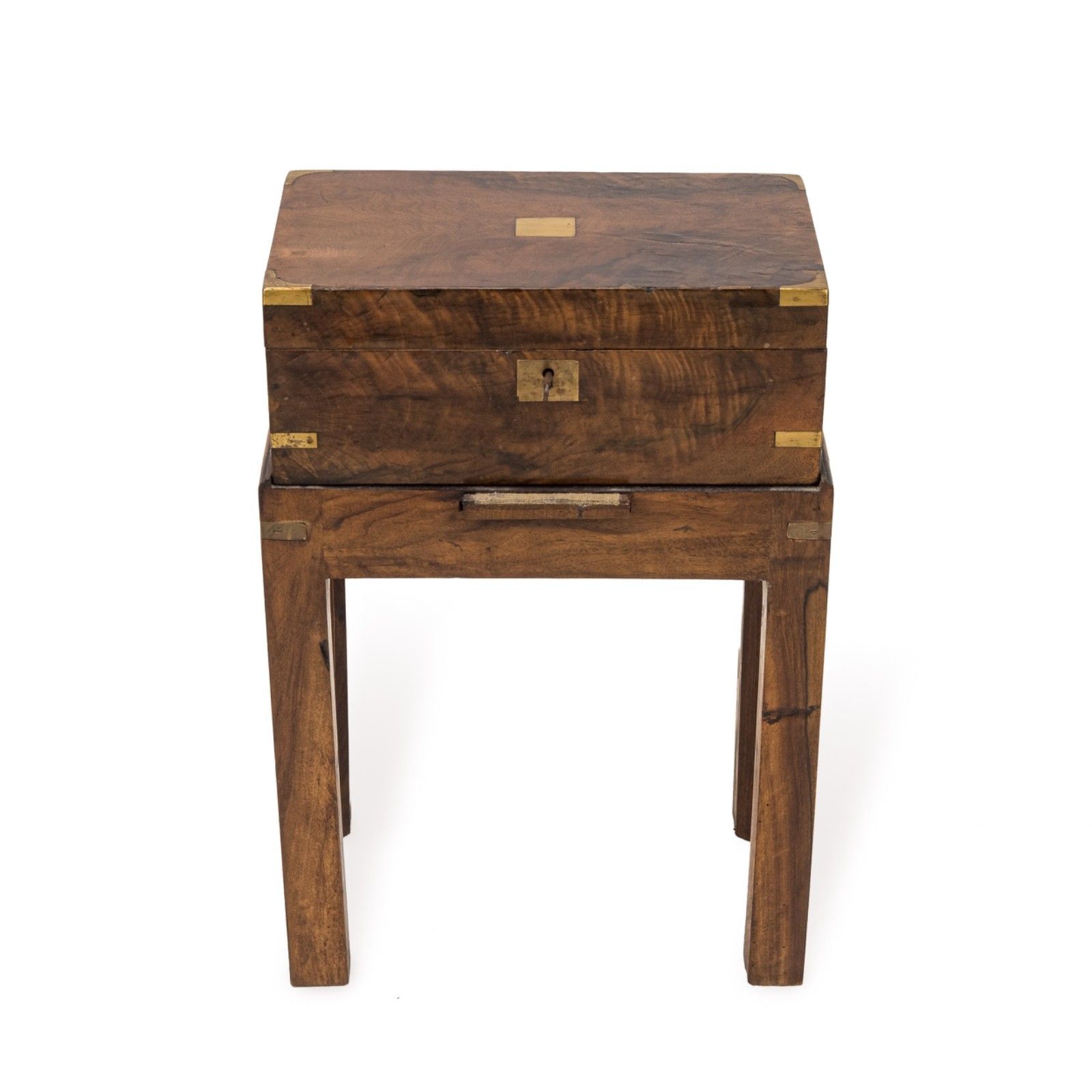 C19th Rosewood Officer’s Campaign Writing Slope On Stand, Military Portable Desk photo Furniture