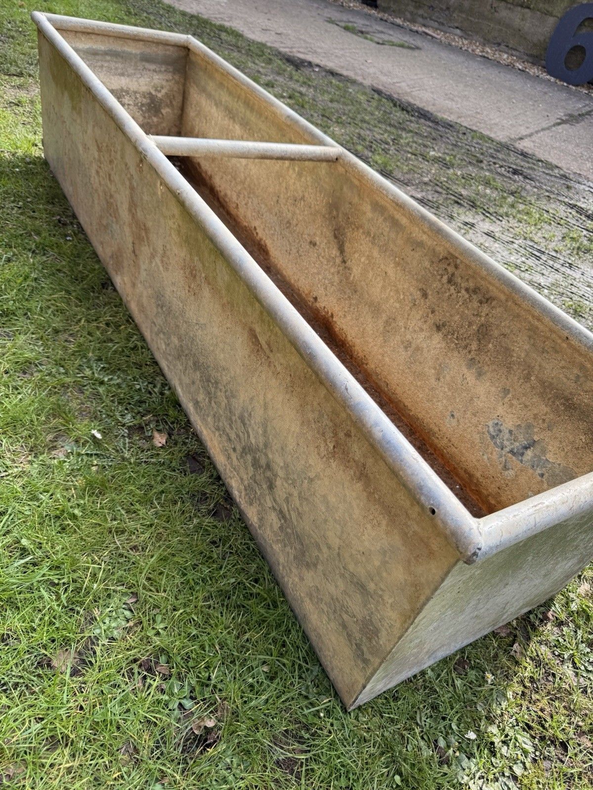 Reclaimed Galvanised Trough Large Planter /  Raised Flower Bed Plant Tree Pot W1 photo vinterior