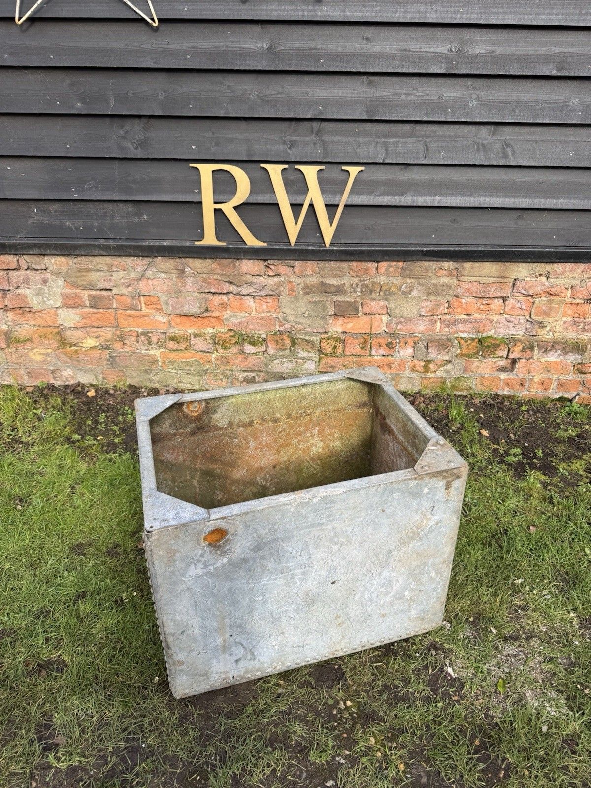 Riveted Galvanised Trough Planter /  Raised Flower Bed Plant Olive Tree Pot W2 photo furniture