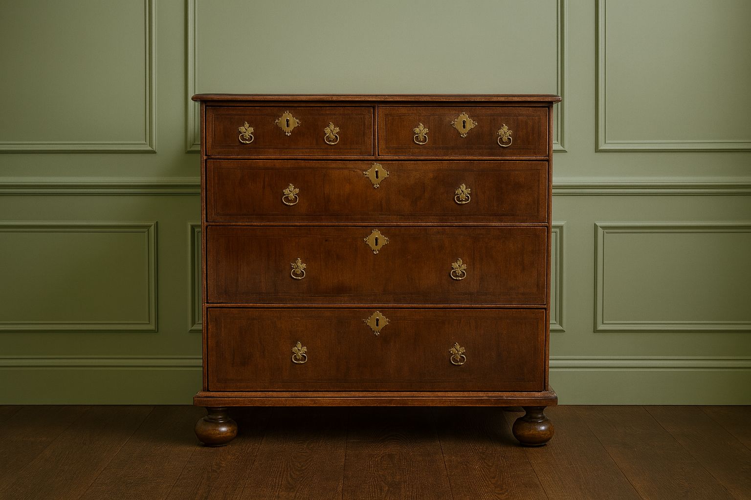 William And Mary  Walnut  Chest Of Drawers C1690 photo vintage