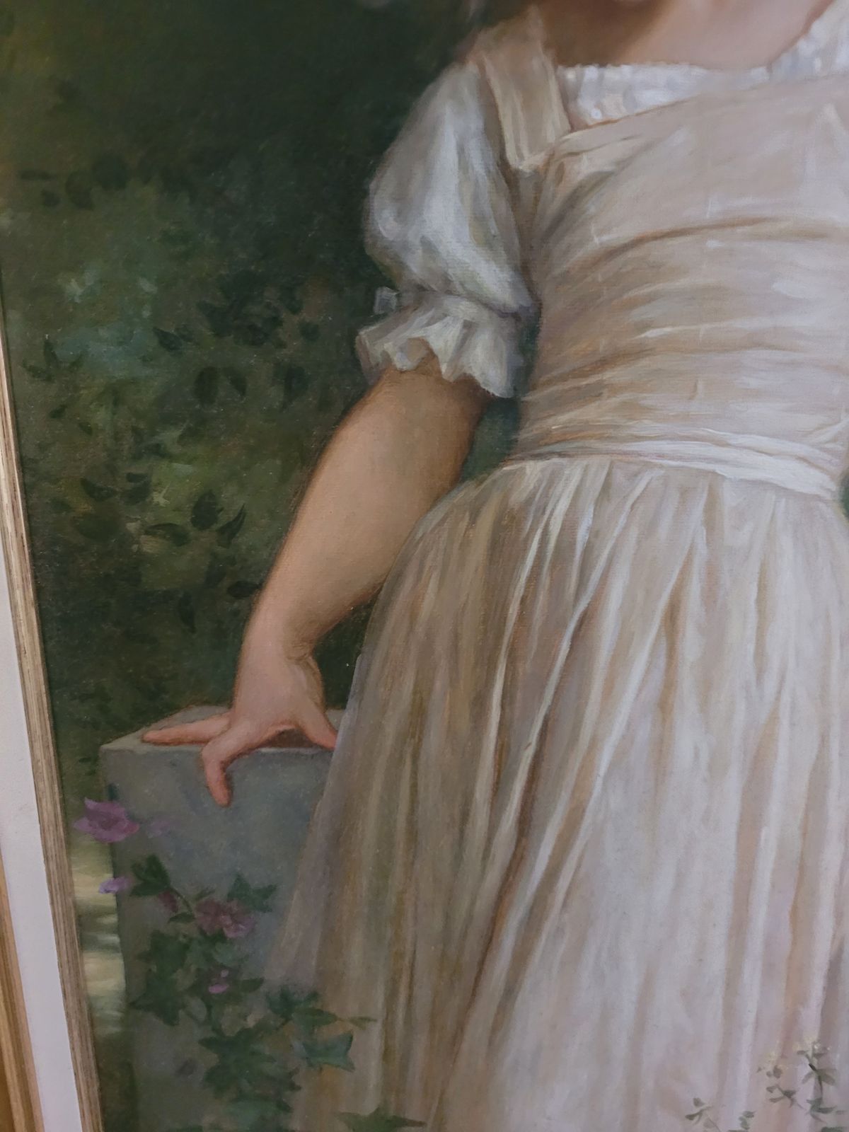 Oil On Canvas Portrait Of A Girl "The Mischievous One " After Bouguereau photo for sale