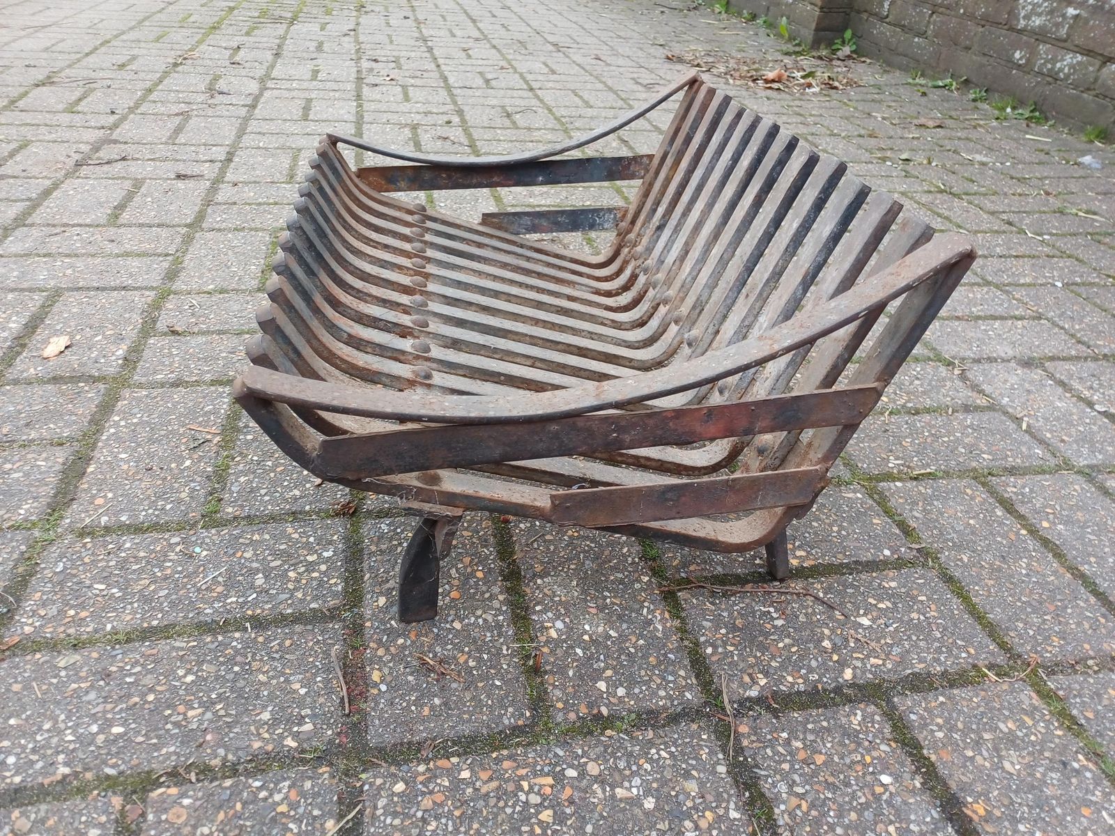Vintage Wrought Iron Fireplace Grate Handmade Fire Basket Heavy Iron Fire Grate Rustic Hearth Log Holder Traditional Fireplace photo 295.0