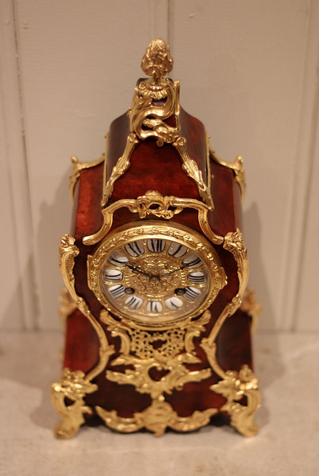 Tortoiseshell Waisted Mantel Clock photo vintage