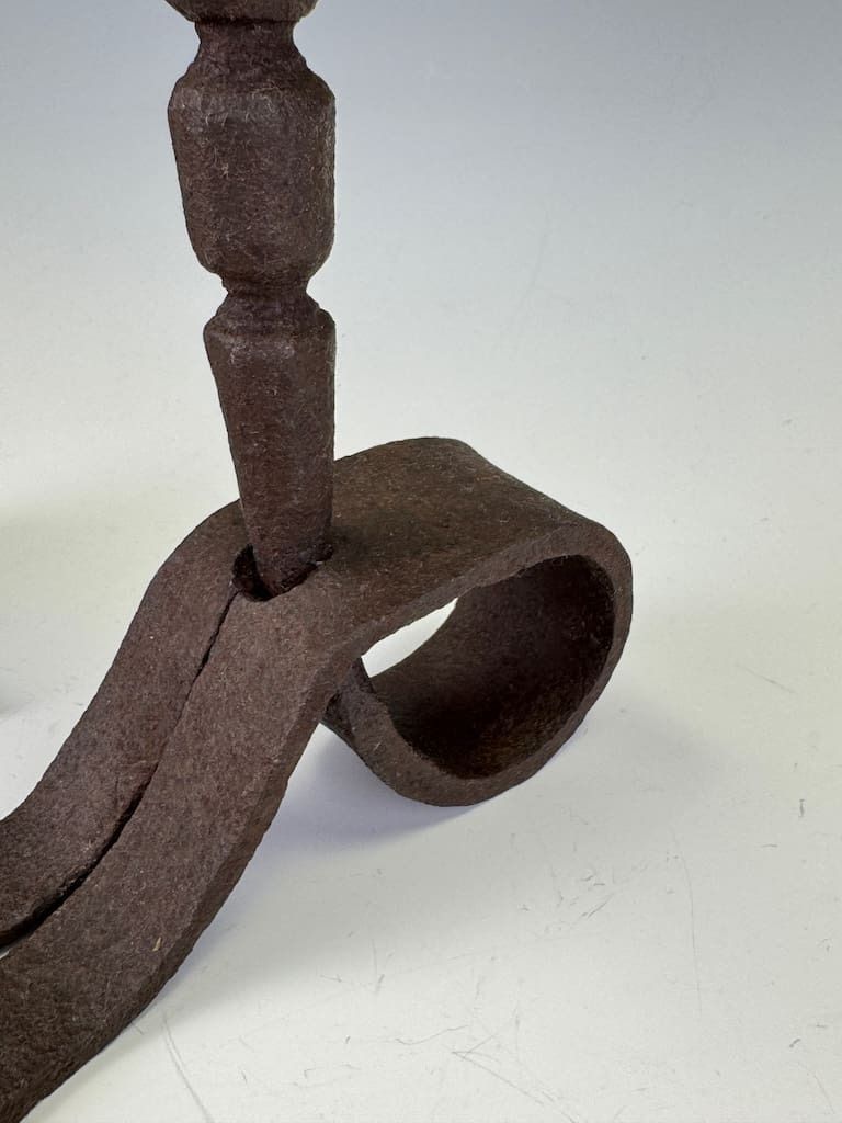 photo furniture 18th Century Flemish Hand Forged Iron Candle Holders – Antique Pair