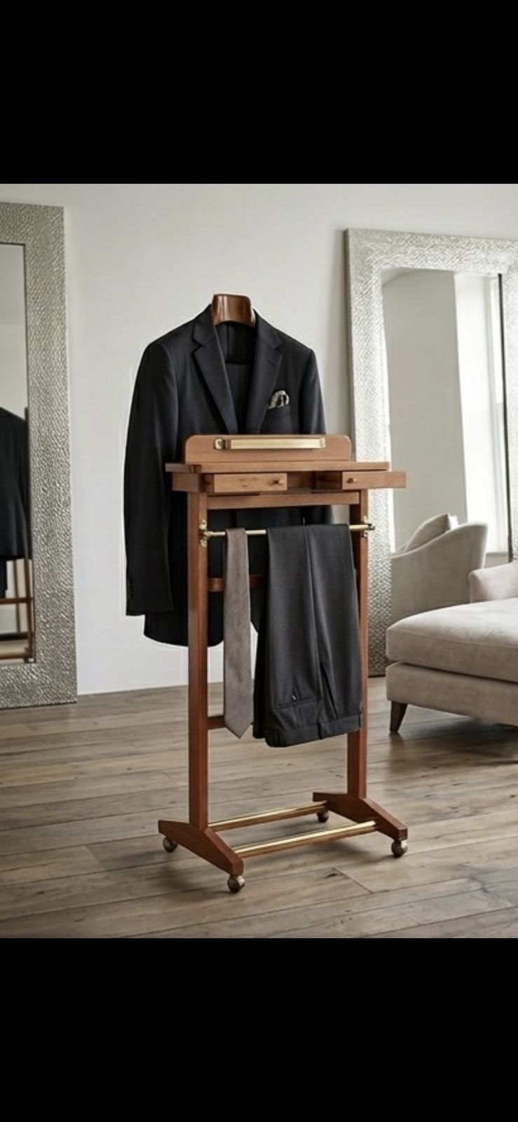 1950s Fratelli Reguitti Italian Mid Century Valet Stand   Double Drawer Model photo furniture