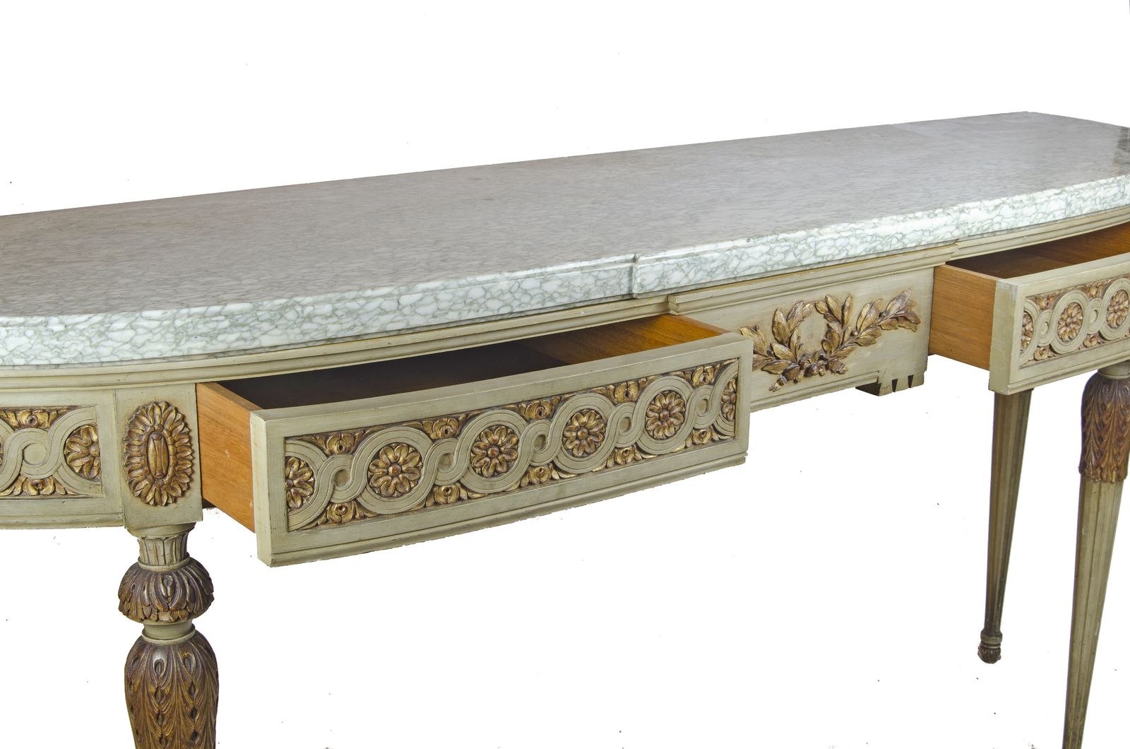 Late 19th Century Empire Giltwood Demi Lune Console With Marble Top By Maison Jansen, France photo buy