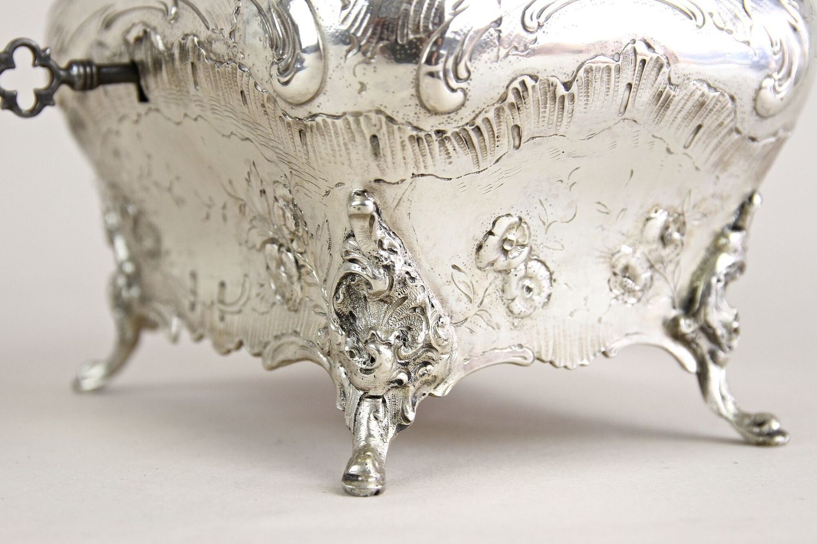 19th Century Embossed Silver Jewelry Box, Diana Head Hallmark, Austria Ca. 1870 photo 1770.0