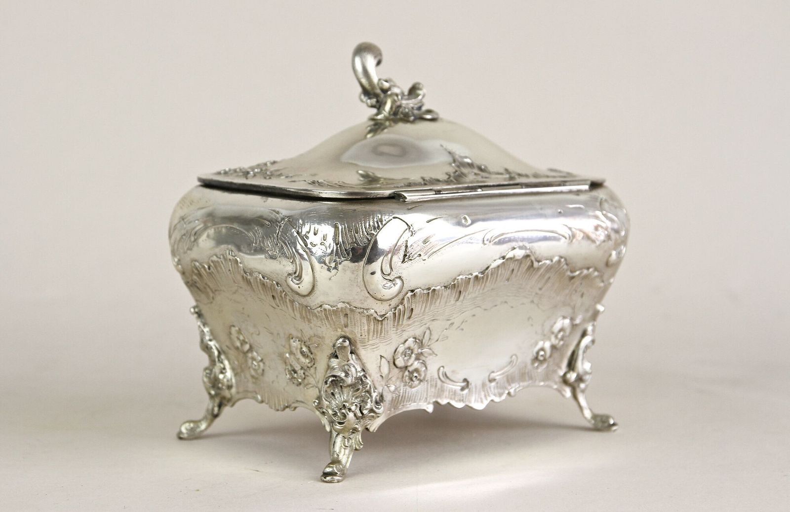 19th Century Embossed Silver Jewelry Box, Diana Head Hallmark, Austria Ca. 1870 photo buy