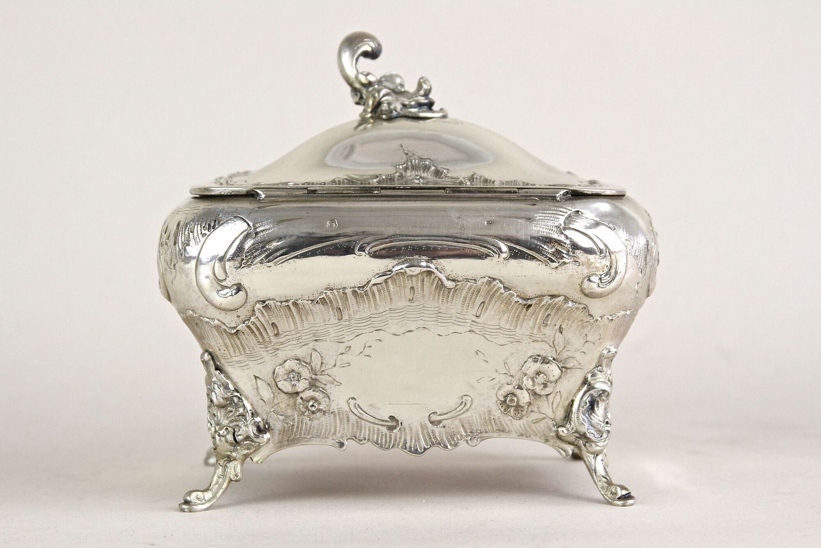 photo furniture 19th Century Embossed Silver Jewelry Box, Diana Head Hallmark, Austria Ca. 1870